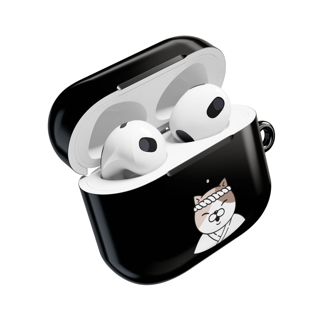 Samurai Shiba Inu with Japanese Flag Black AirPods or AirPods Pro Case