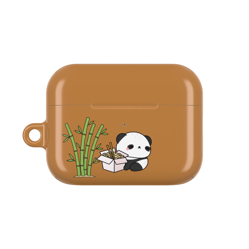 Cute Panda & Noodles AirPod Case Brown Protective Case