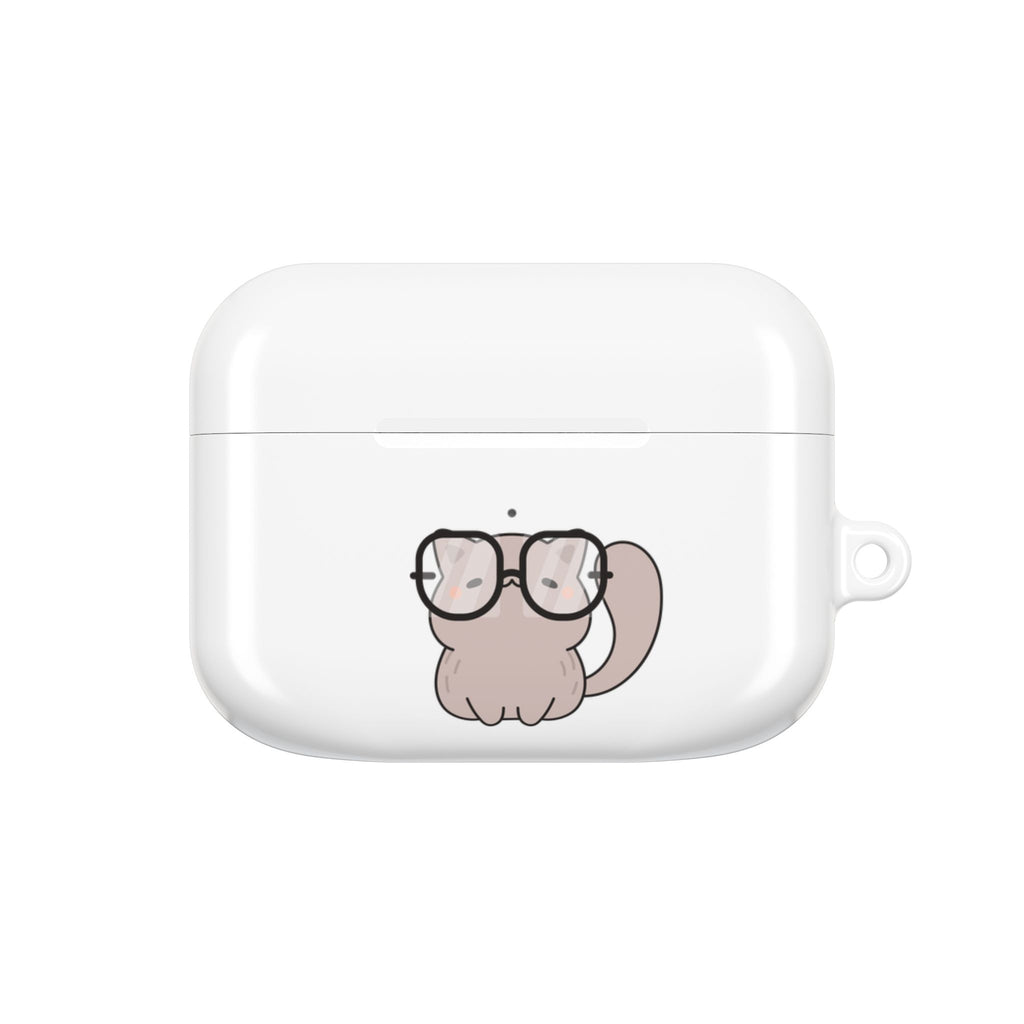 Cute Cat & Fish AirPod Case - Protective Cover with Nerdy Glasses Cat Design