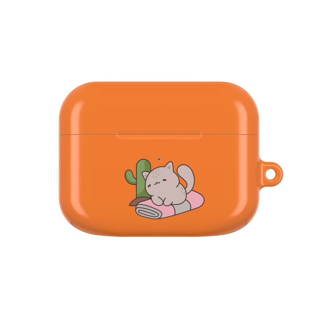 Cute Cat & Fish AirPod Case - Orange Protective Earbud Cover