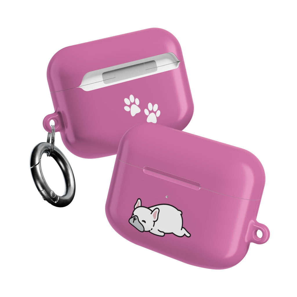 Pink AirPods Case with a Snoozing Bulldog