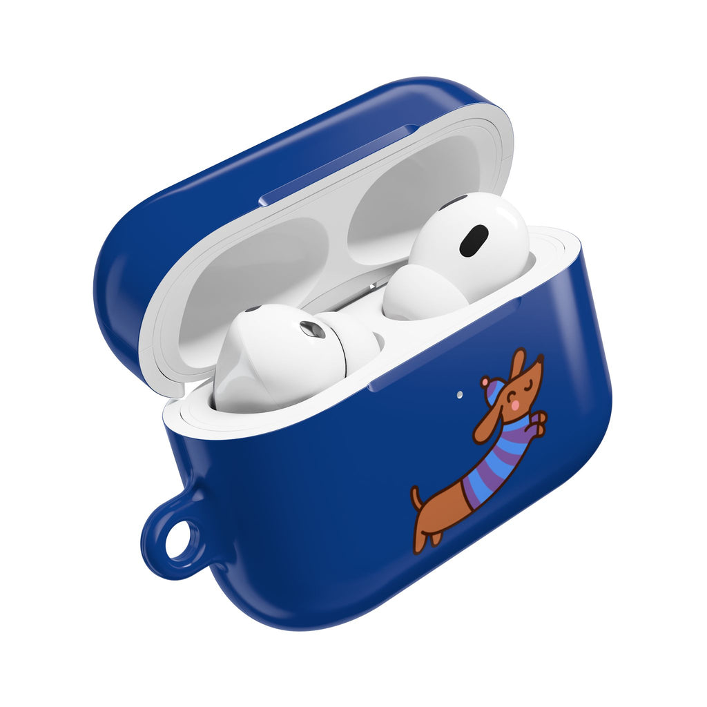 Dachshund & Butterflies Blue Protective AirPods Case