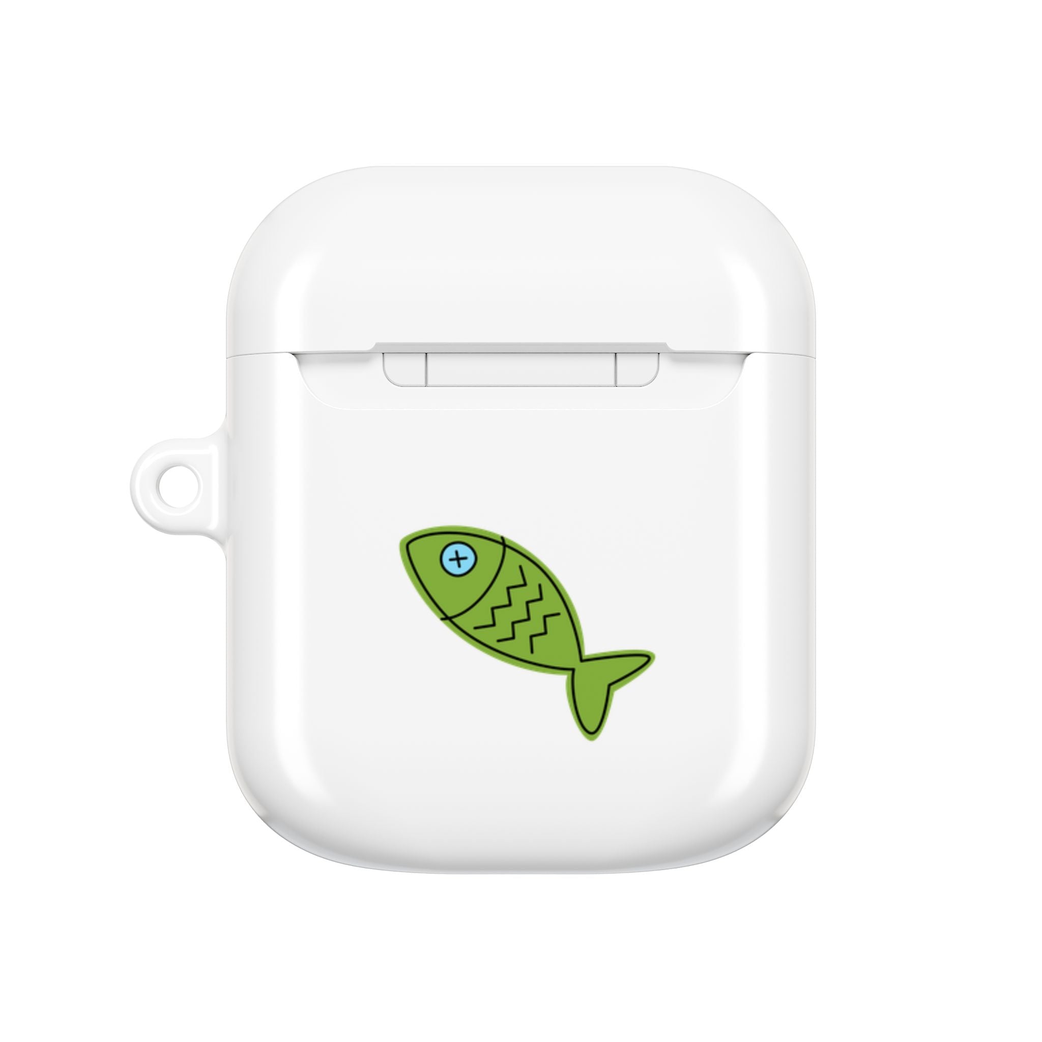 Cute Cat & Fish AirPod Case - Protective Cover with Nerdy Glasses Cat Design