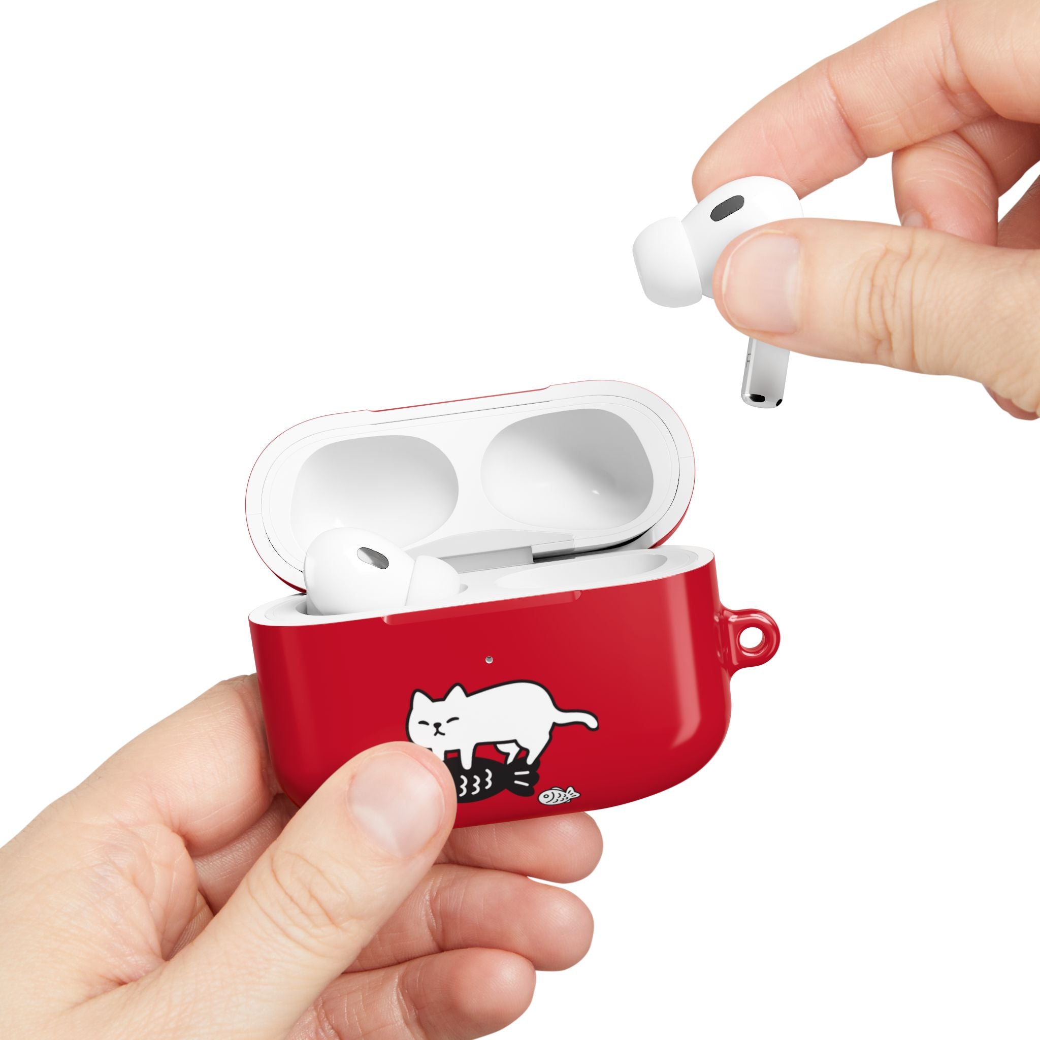 Cat Fighting Fish Red AirPod or AirPod Pro Case