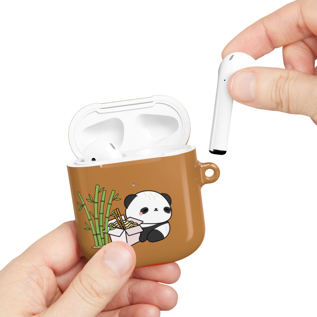 Cute Panda & Noodles AirPod Case Brown Protective Case
