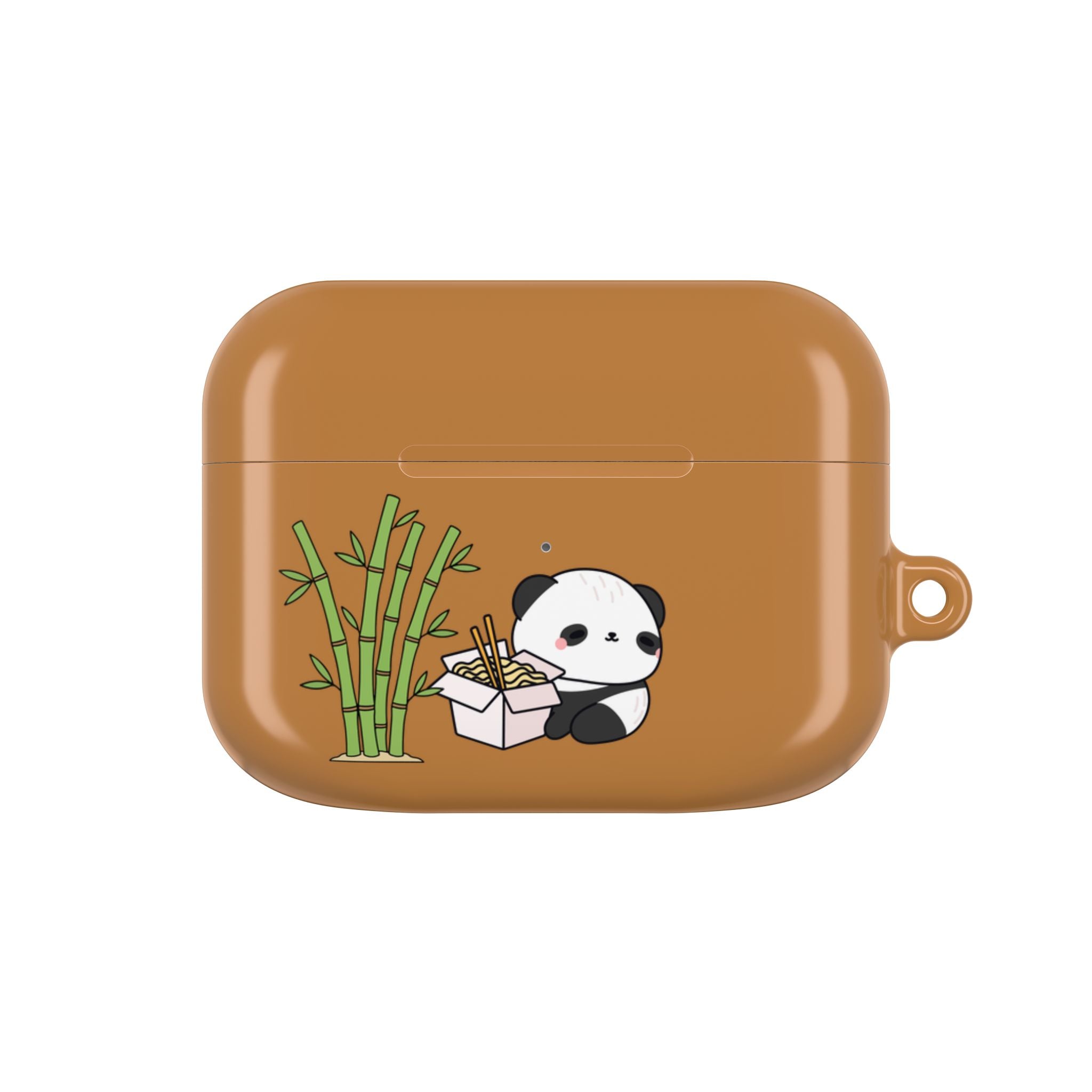 Cute Panda & Noodles AirPod Case Brown Protective Case
