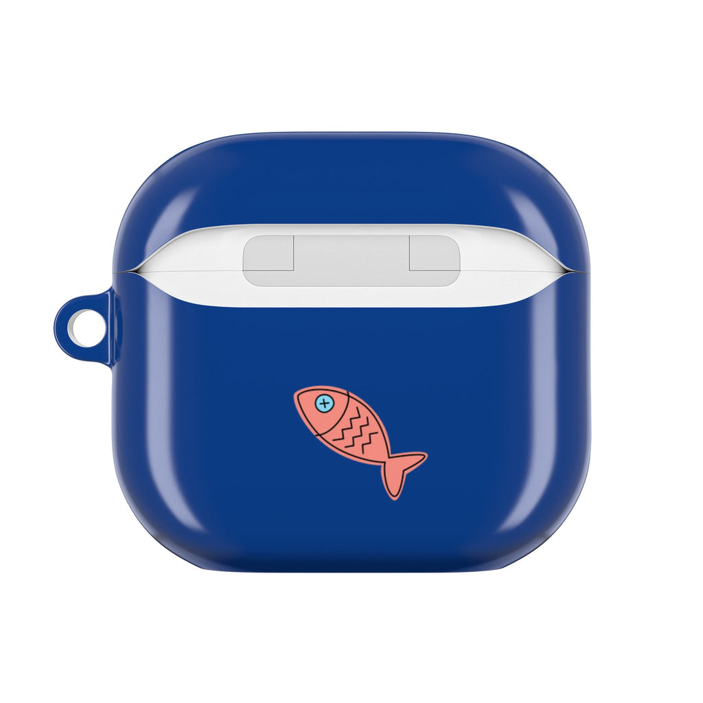 Cat in Teacup AirPods Case - Navy Protective Case