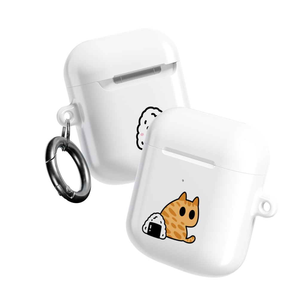 Japanese Cat & Onigiri White AirPod Case