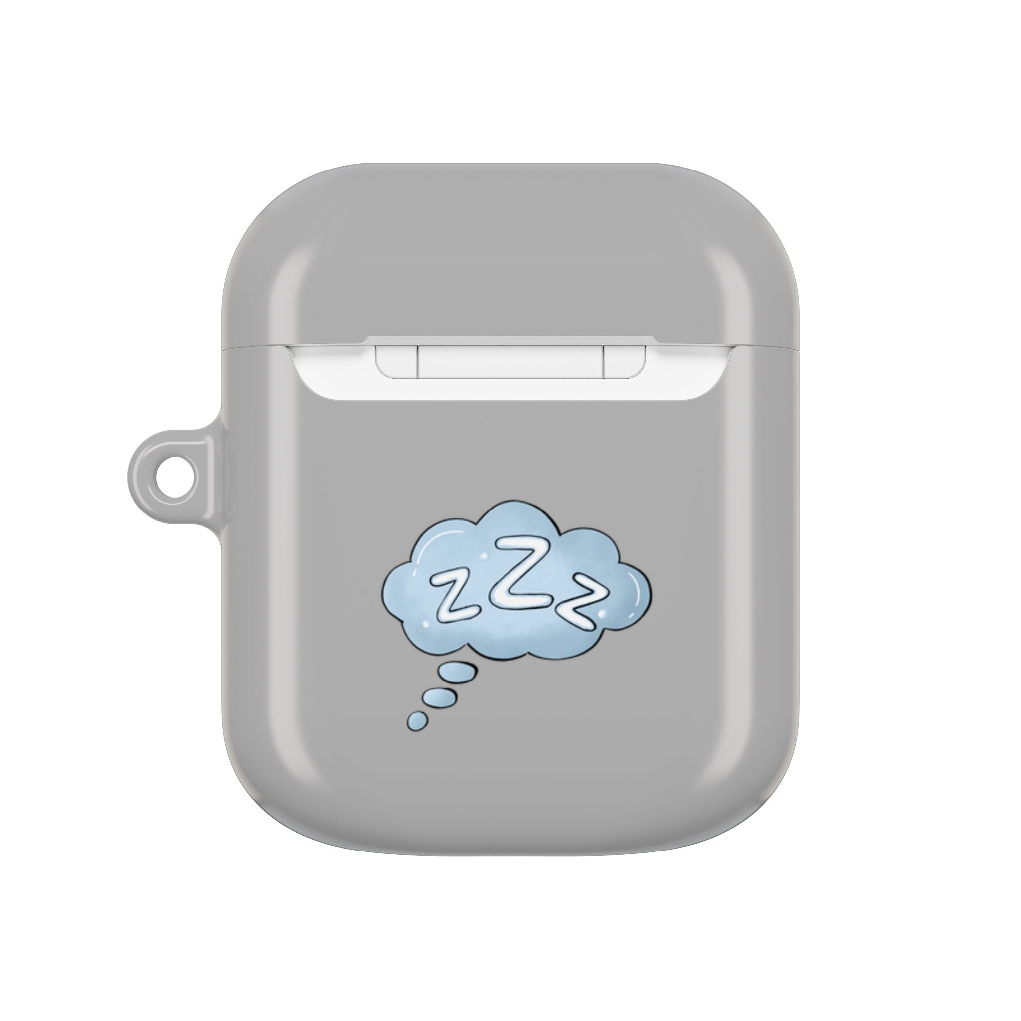 Grey AirPods Case with a Snoozing Bulldog