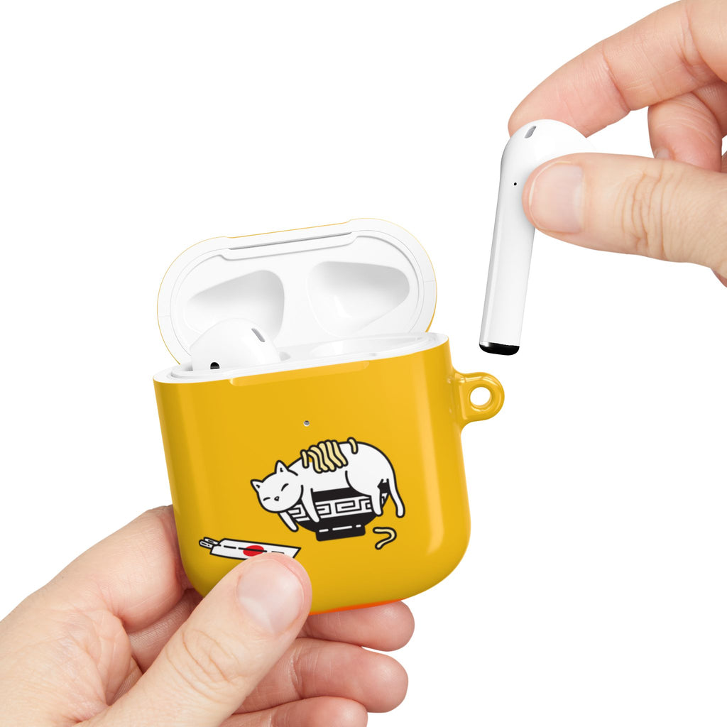Japanese Cat & Chopsticks Yellow AirPods Case