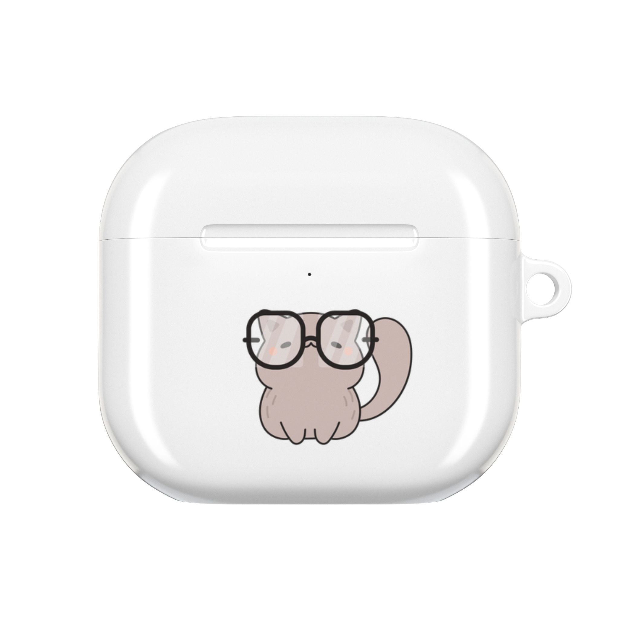 Cute Cat & Fish AirPod Case - Protective Cover with Nerdy Glasses Cat Design