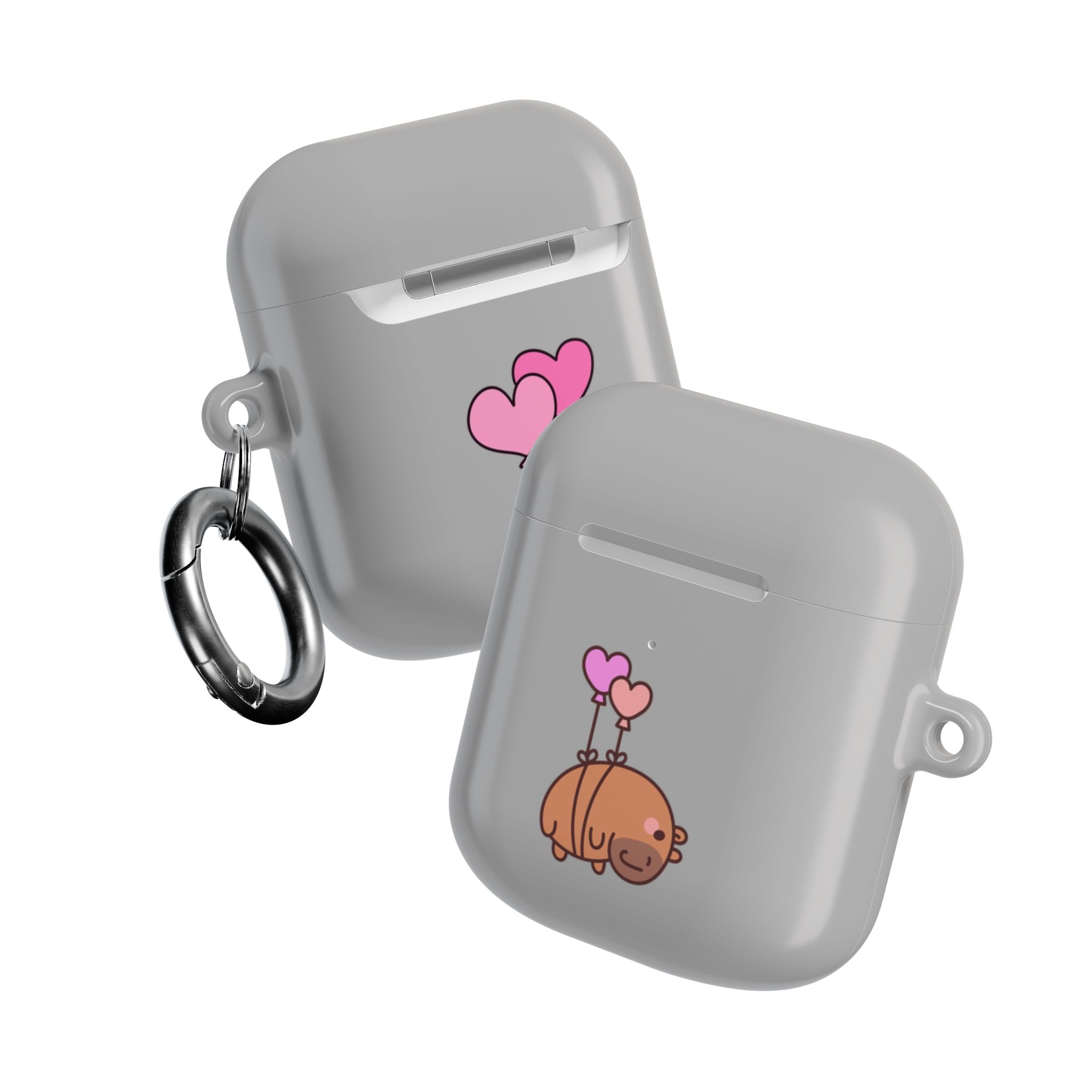 Cute  Capybara and Heart Balloon AirPod Case