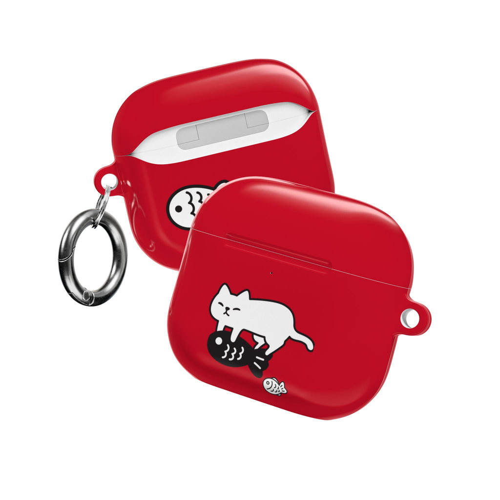 Cat Fighting Fish Red AirPod or AirPod Pro Case