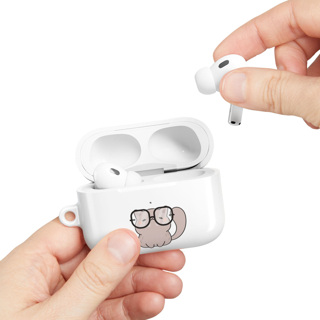 Cute Cat & Fish AirPod Case - Protective Cover with Nerdy Glasses Cat Design