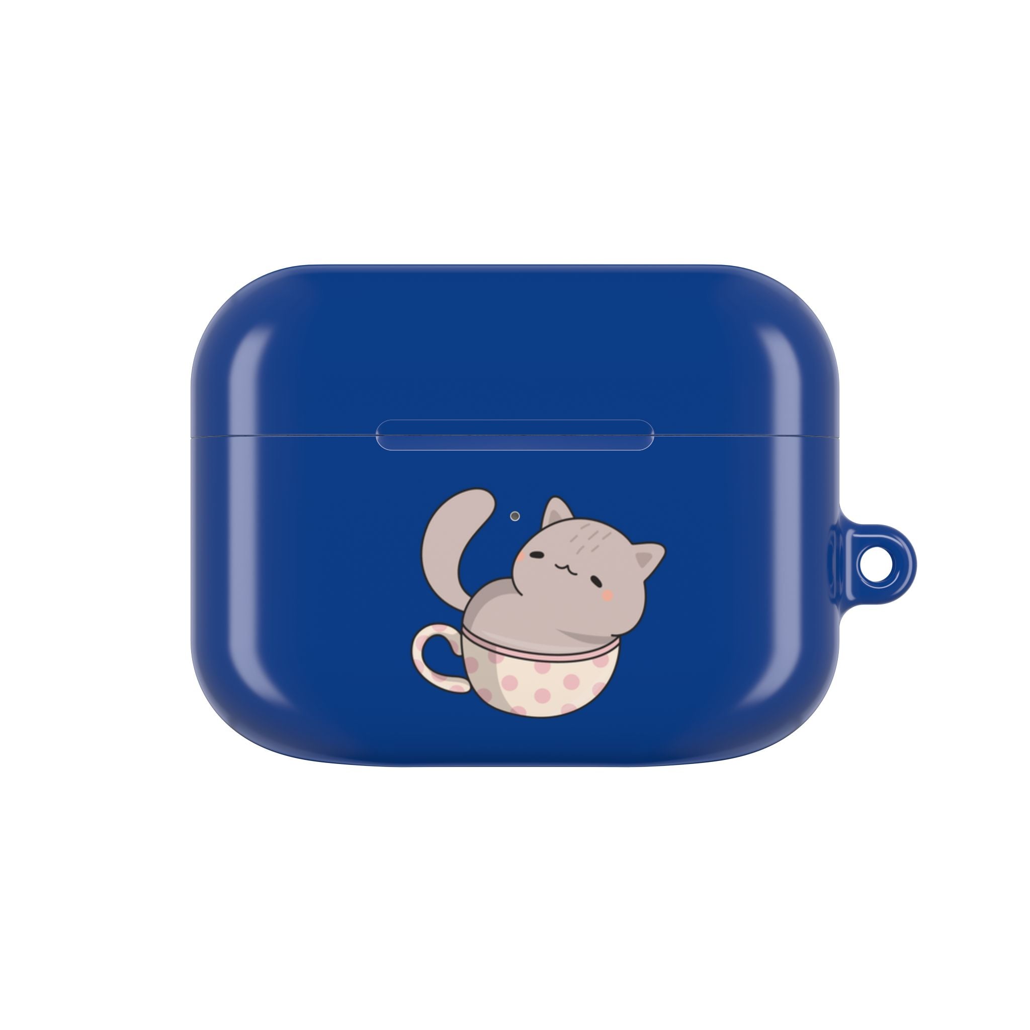 Cat in Teacup AirPods Case - Navy Protective Case