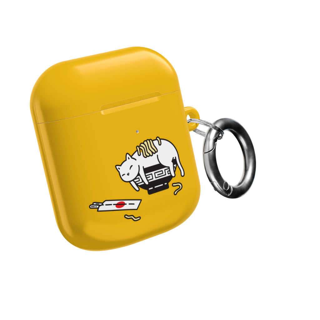 Japanese Cat & Chopsticks Yellow AirPods Case