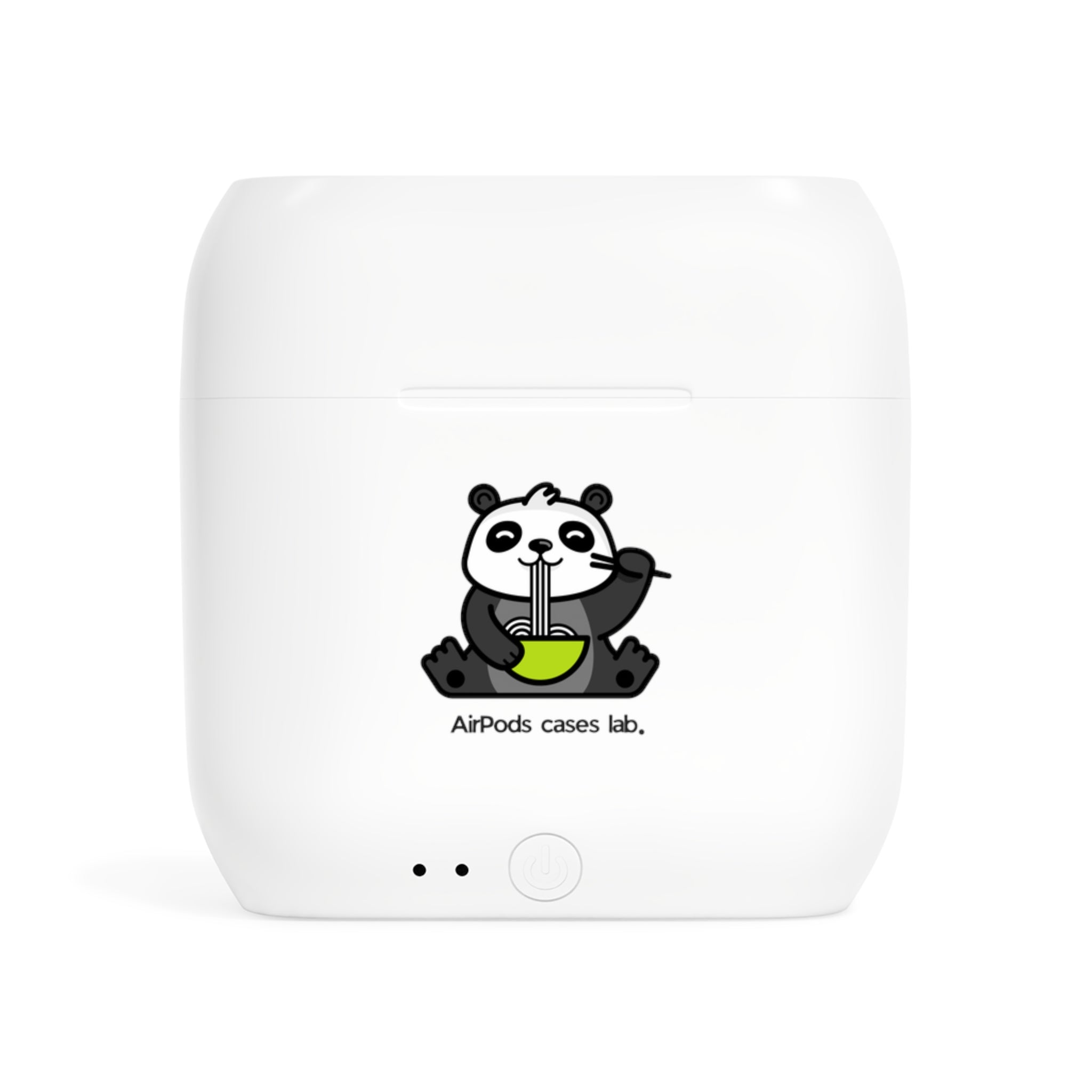 Panda Eating Ramen White Earbuds