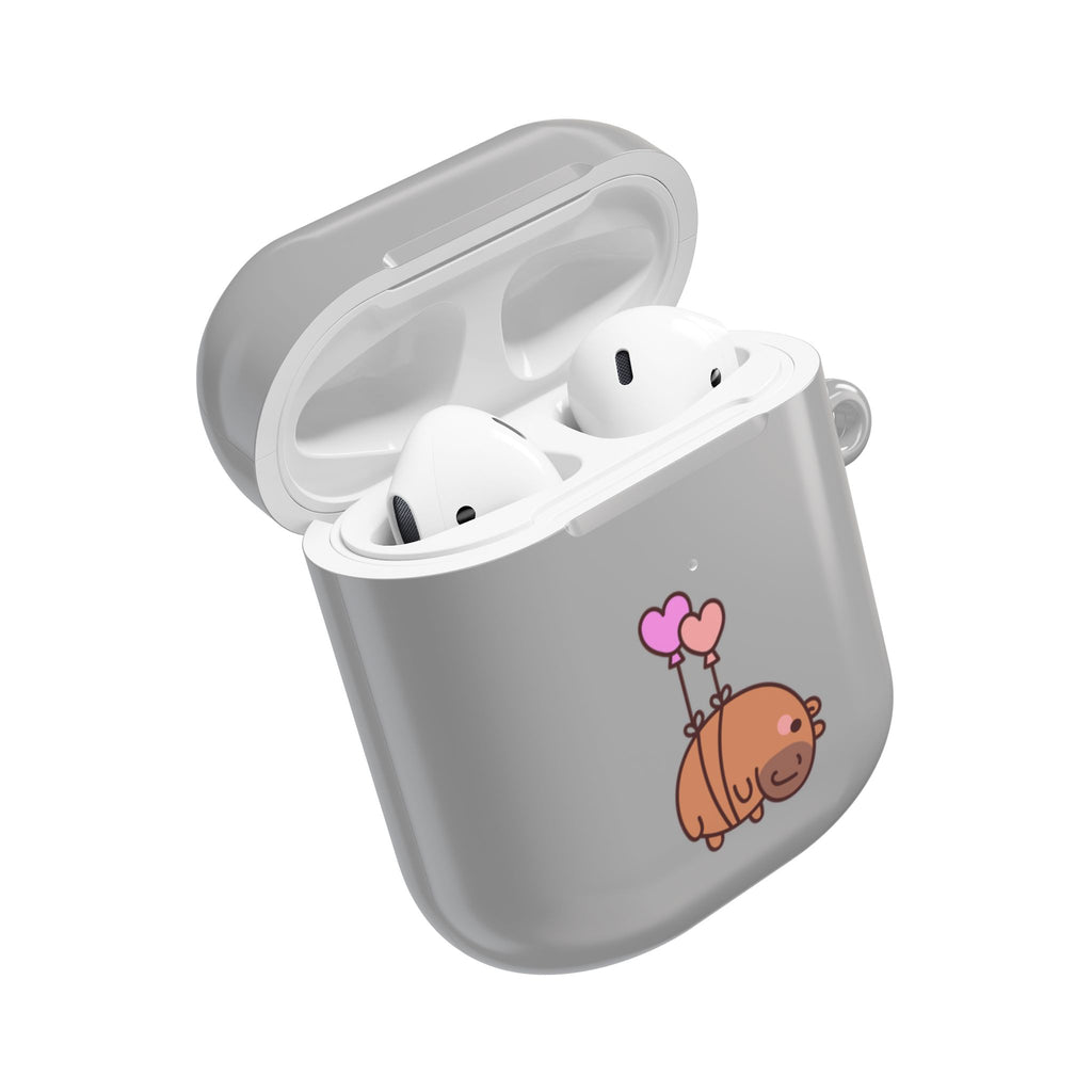 Cute  Capybara and Heart Balloon AirPod Case