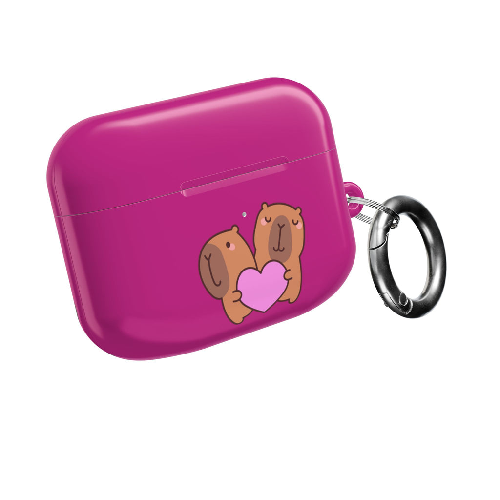 Cute Valentines Love Capybaras & Heart Envelope Protective AirPods Case