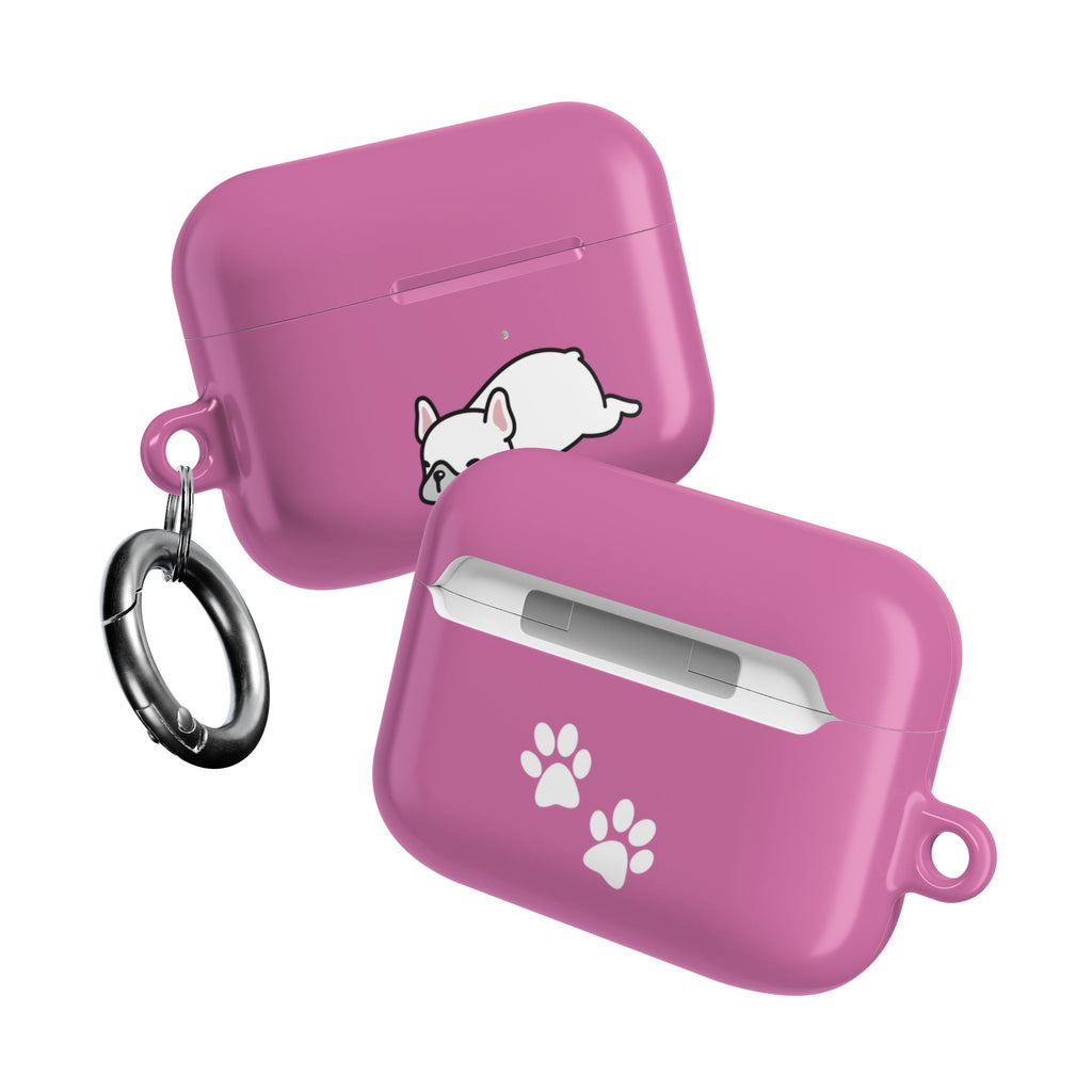Pink AirPods Case with a Snoozing Bulldog