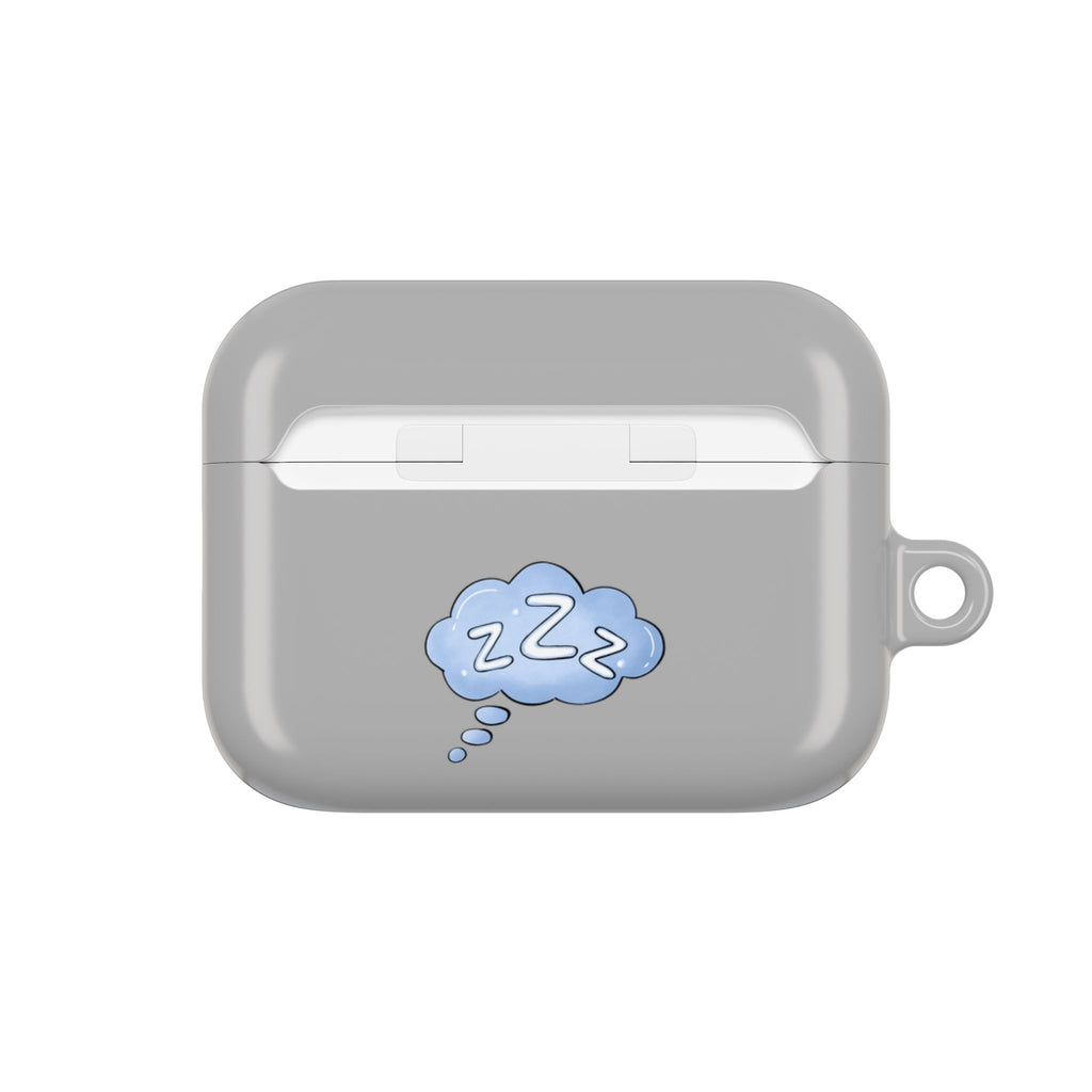 Grey AirPods Case with a Snoozing Bulldog