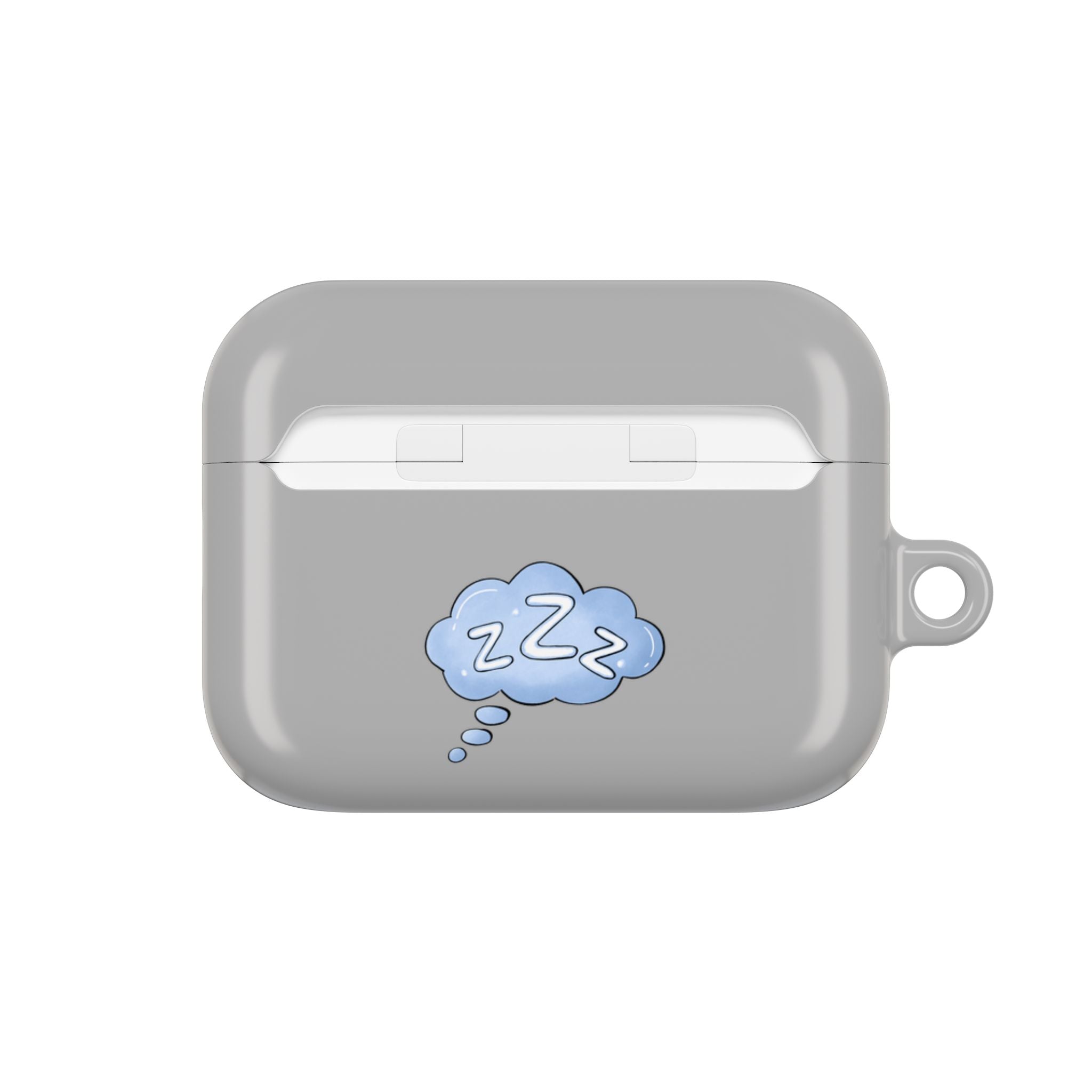 Grey AirPods Case with a Snoozing Bulldog