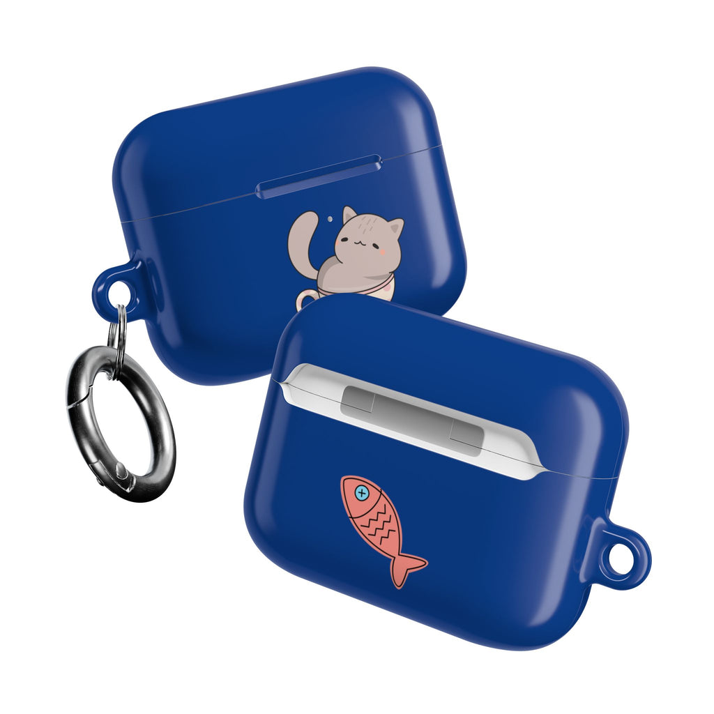 Cat in Teacup AirPods Case - Navy Protective Case