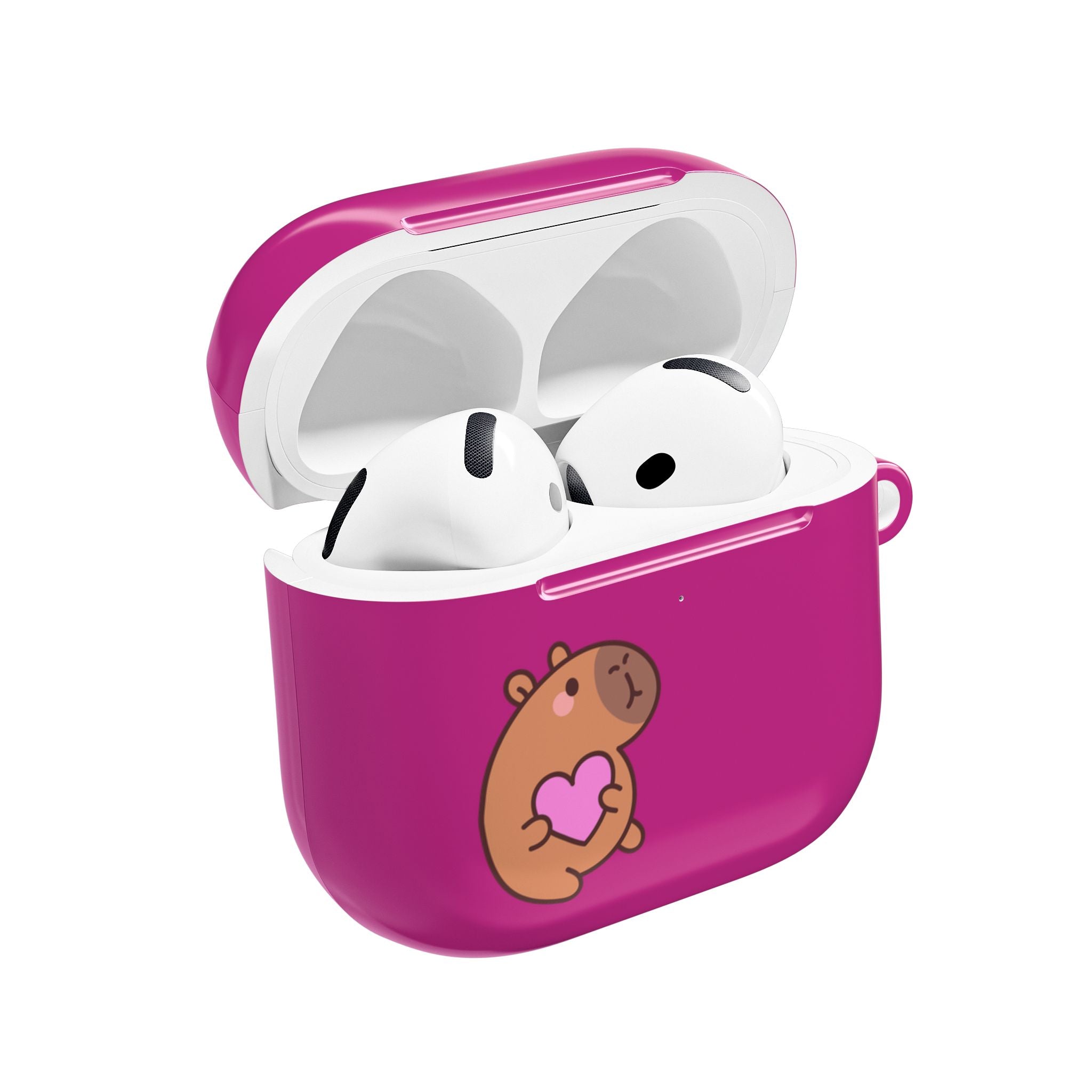 Pink Cute Capybara Heart AirPods Case