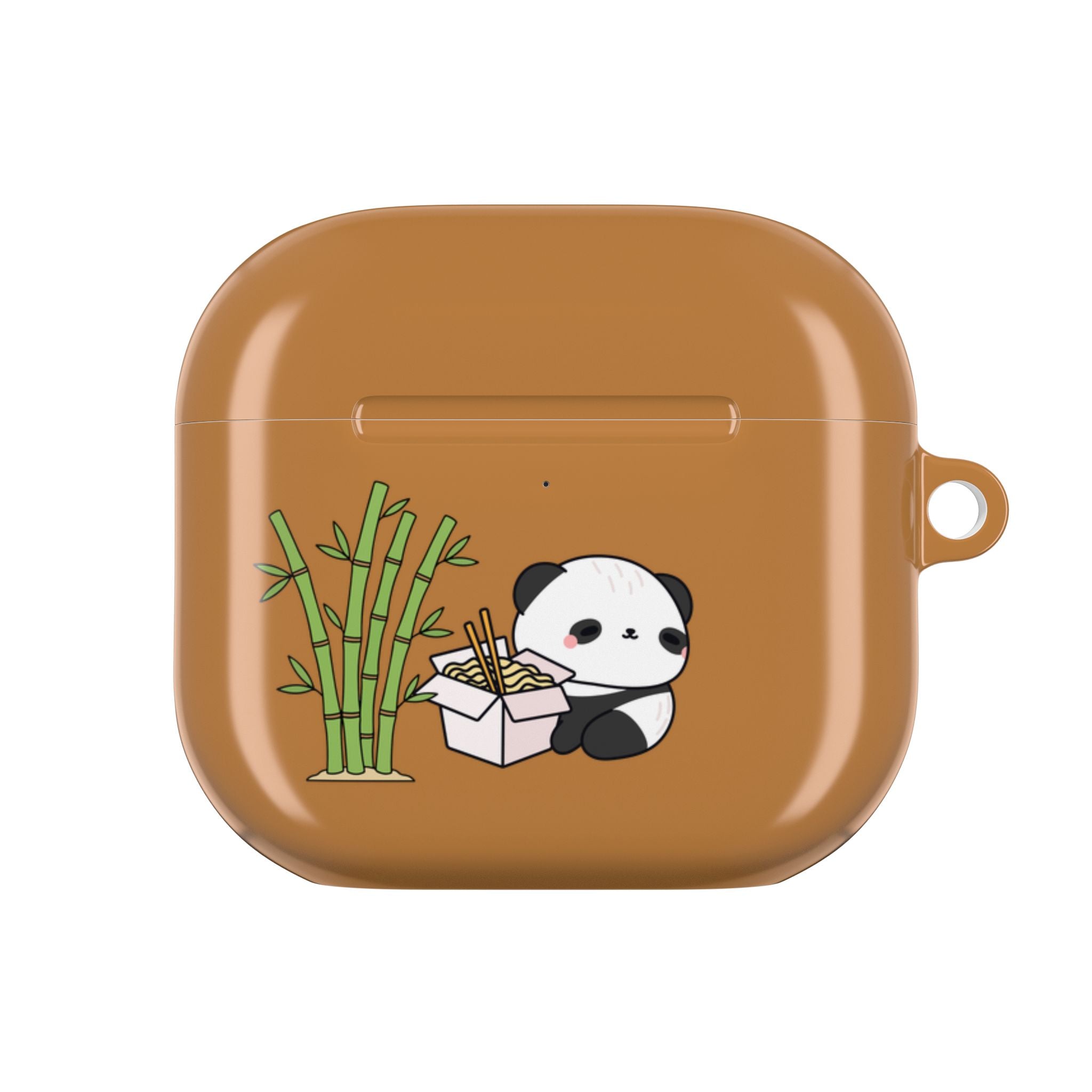 Cute Panda & Noodles AirPod Case Brown Protective Case