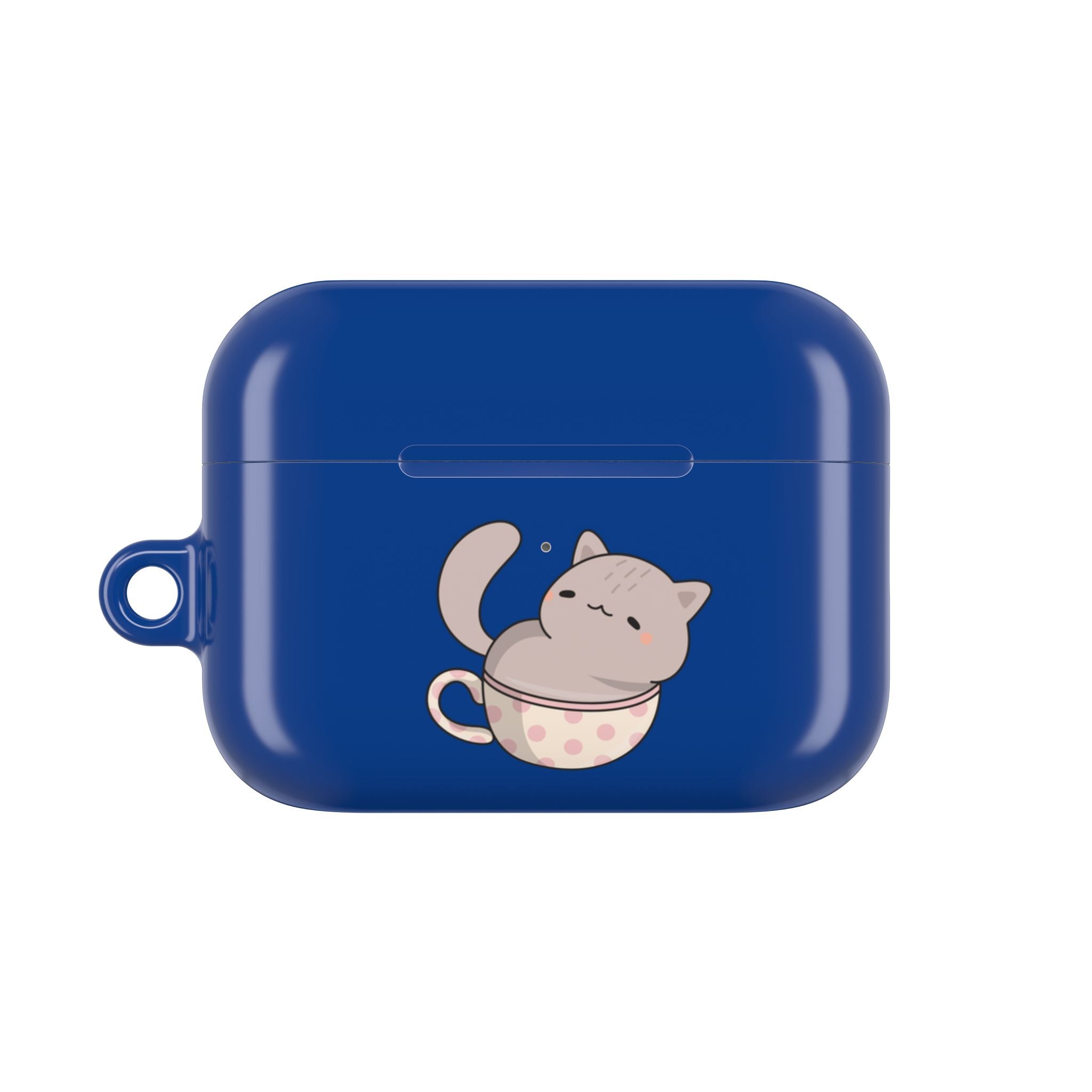 Cat in Teacup AirPods Case - Navy Protective Case