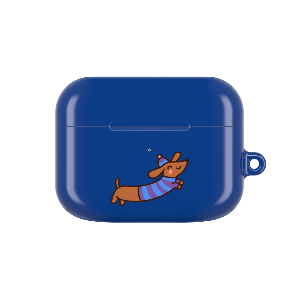 Dachshund & Butterflies Blue Protective AirPods Case