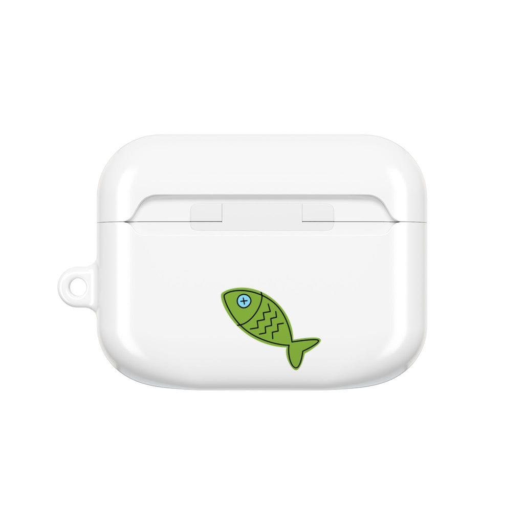 Cute Cat & Fish AirPod Case - Protective Cover with Nerdy Glasses Cat Design