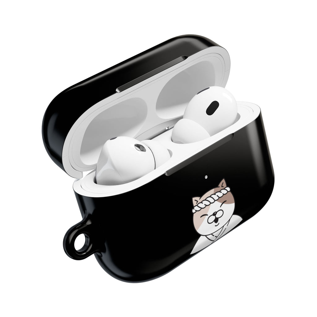 Samurai Shiba Inu with Japanese Flag Black AirPods or AirPods Pro Case