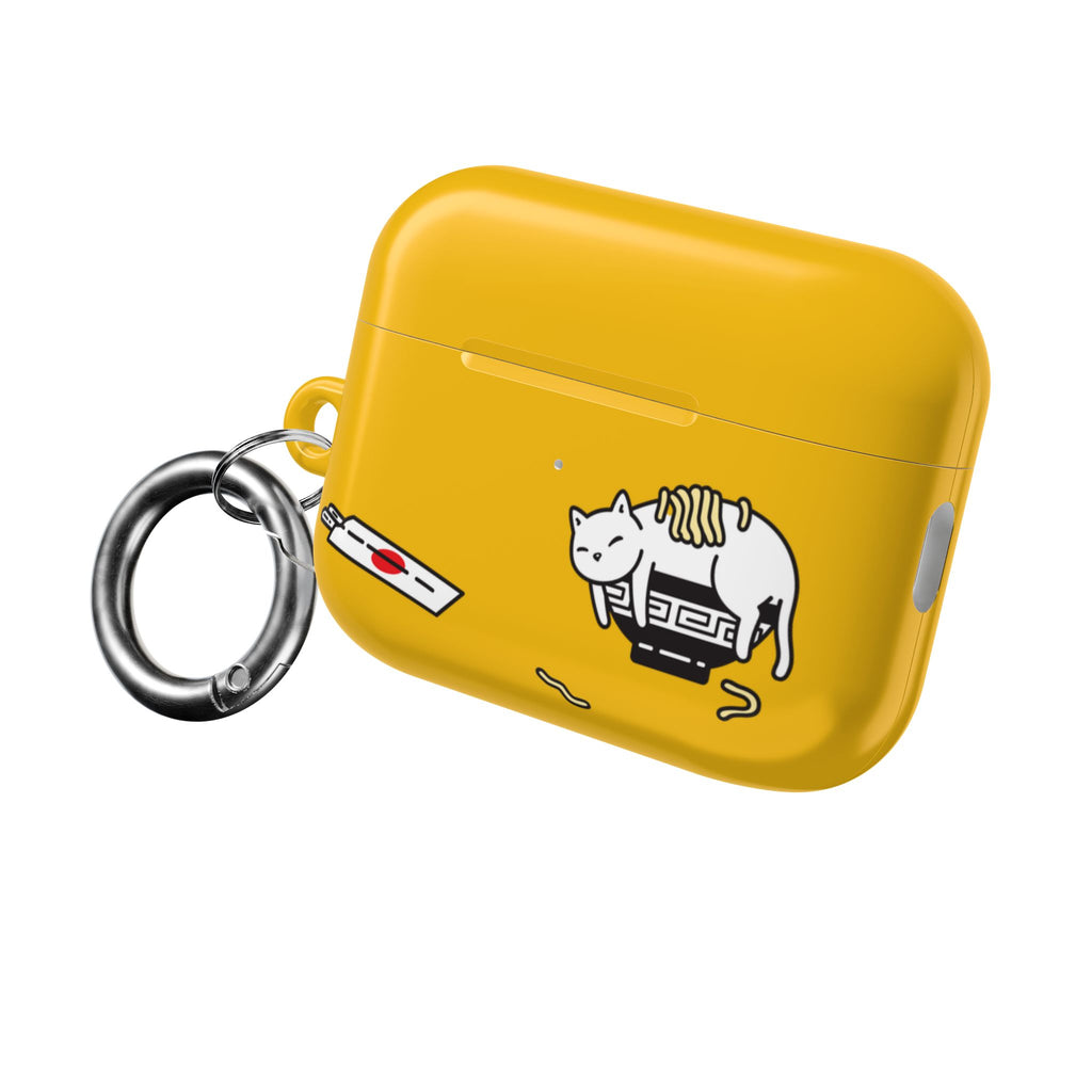 Japanese Cat & Chopsticks Yellow AirPods Case