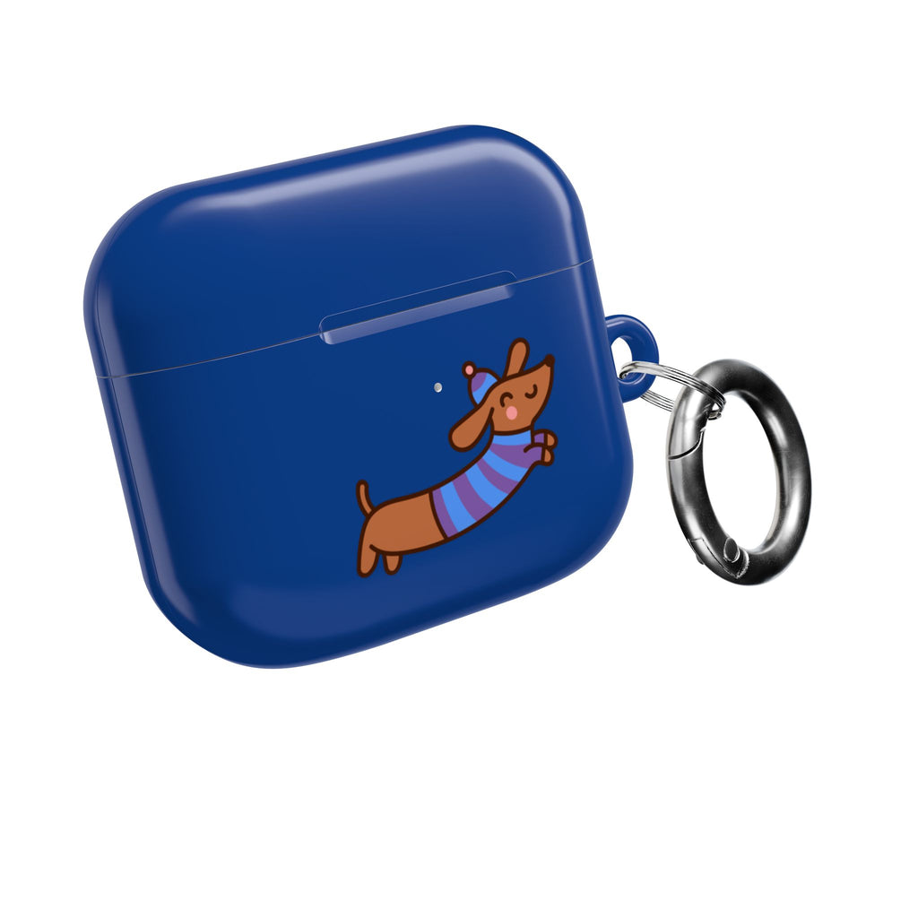 Dachshund & Butterflies Blue Protective AirPods Case