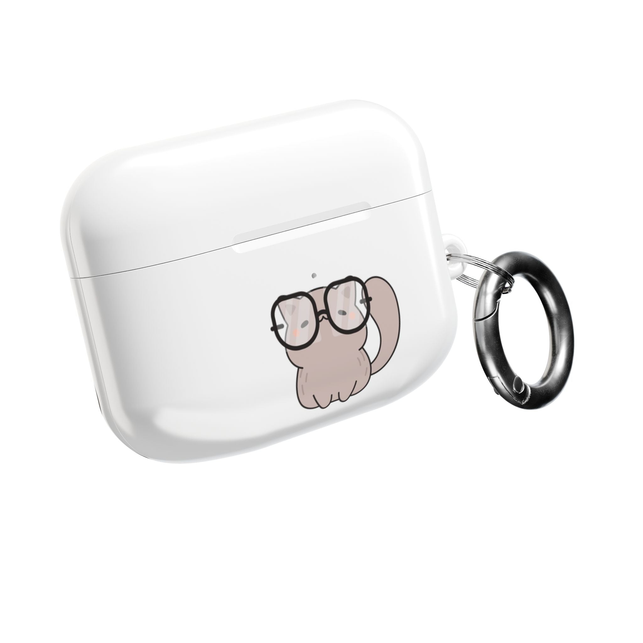 Cute Cat & Fish AirPod Case - Protective Cover with Nerdy Glasses Cat Design