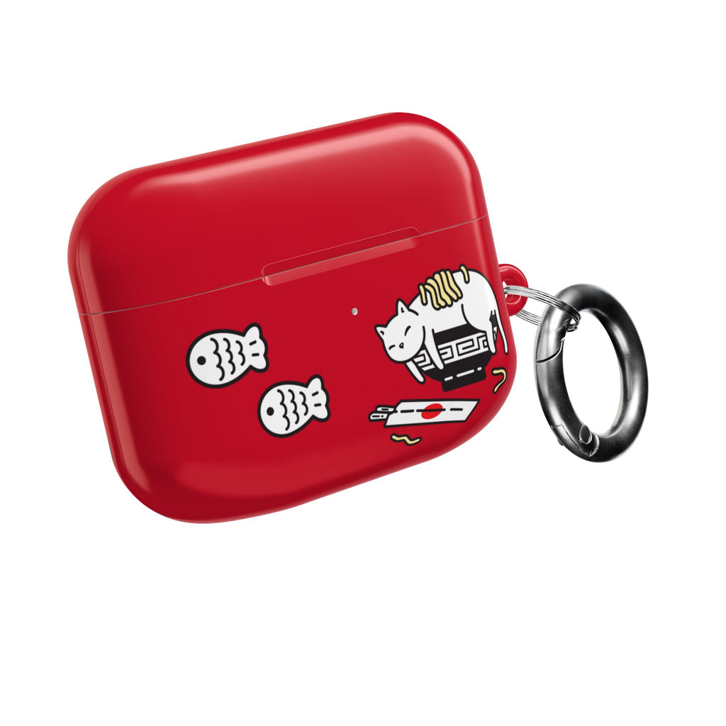 Lucky Japanese Cat & Fish Red AirPods or AirPods Pro Case