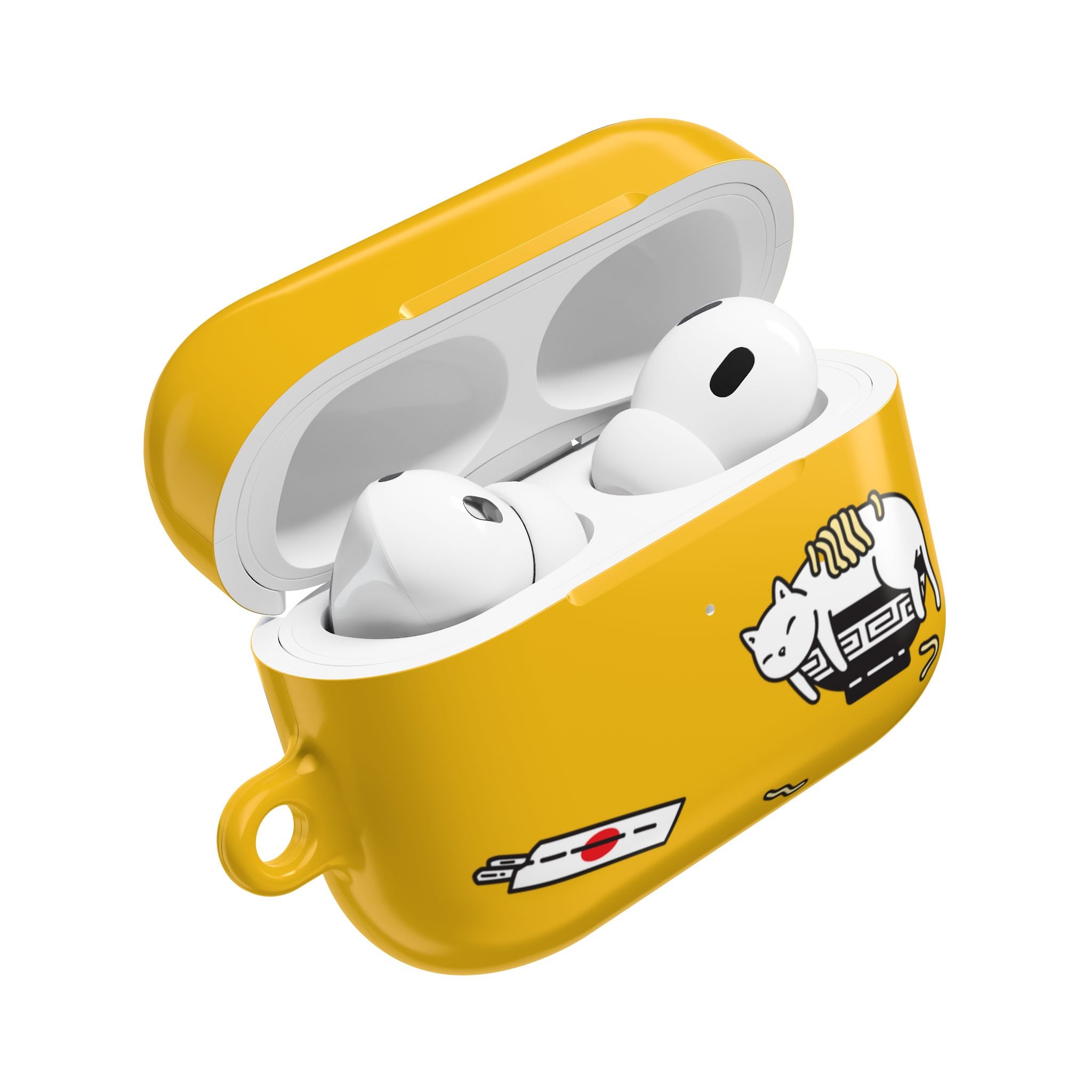 Japanese Cat & Chopsticks Yellow AirPods Case