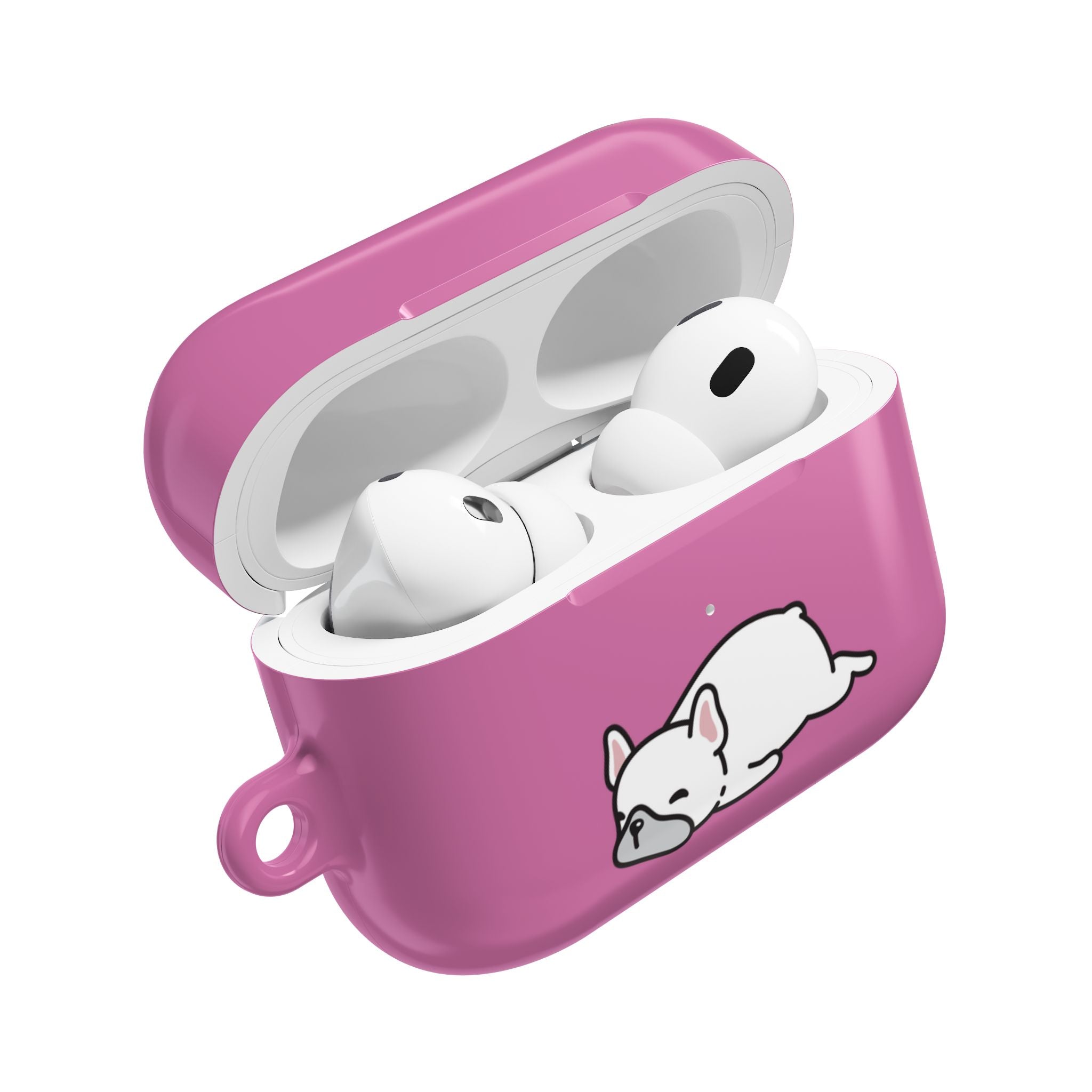 Pink AirPods Case with a Snoozing Bulldog