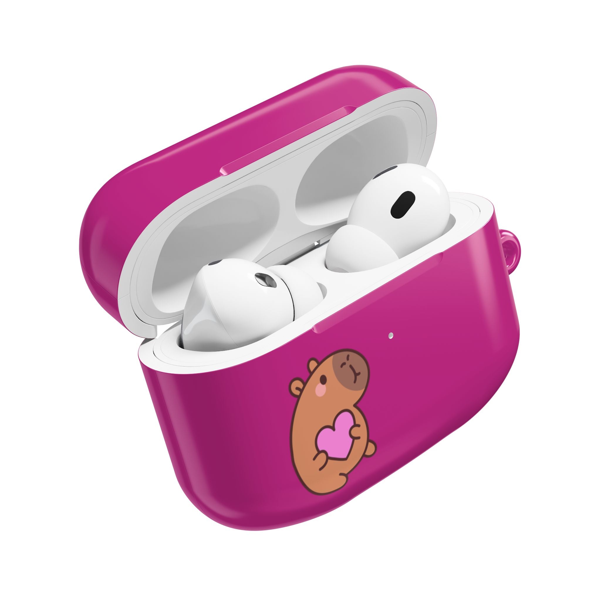 Pink Cute Capybara Heart AirPods Case