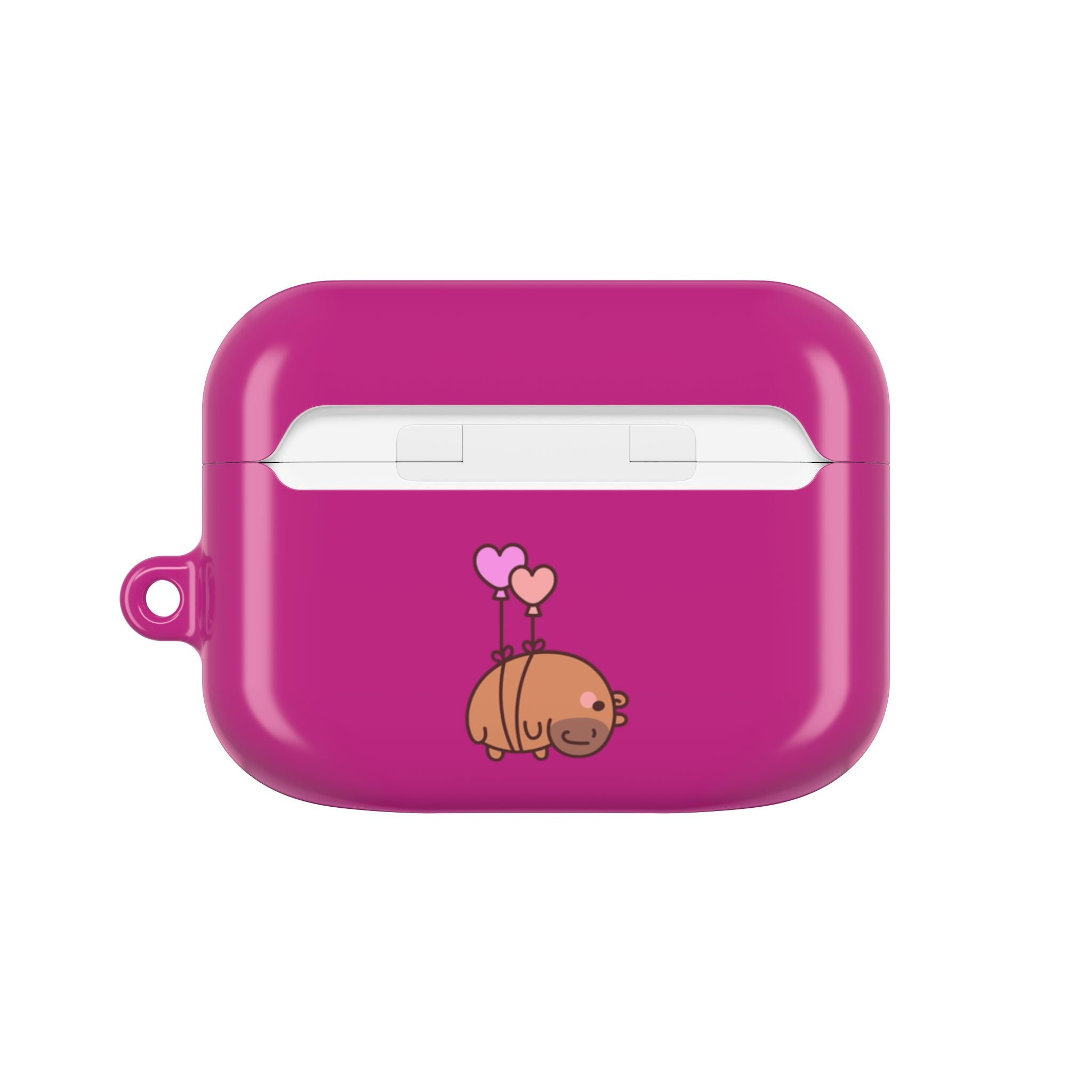 Pink Cute Capybara Heart AirPods Case
