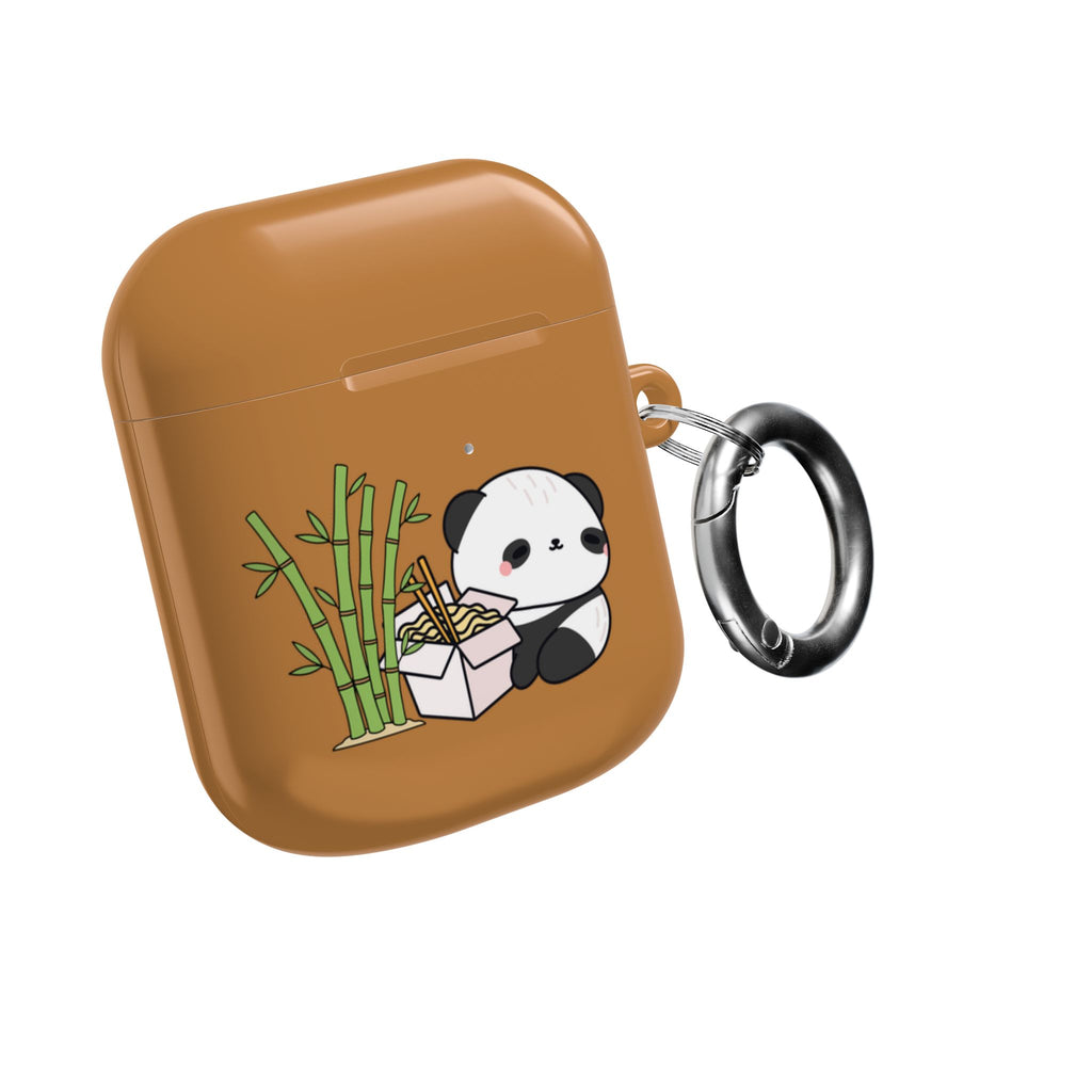Cute Panda & Noodles AirPod Case Brown Protective Case