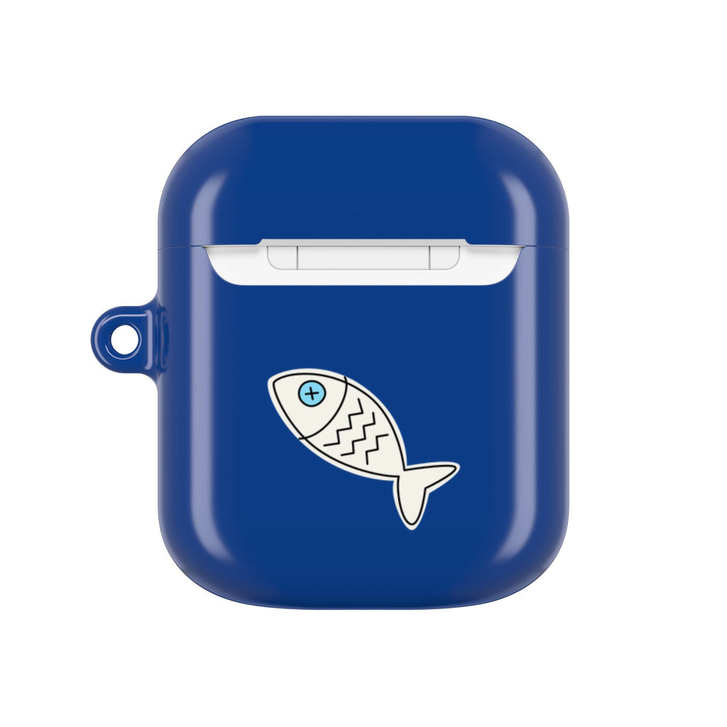 Cat & Fish AirPod Case - Cute Blue Protective AirPods Case