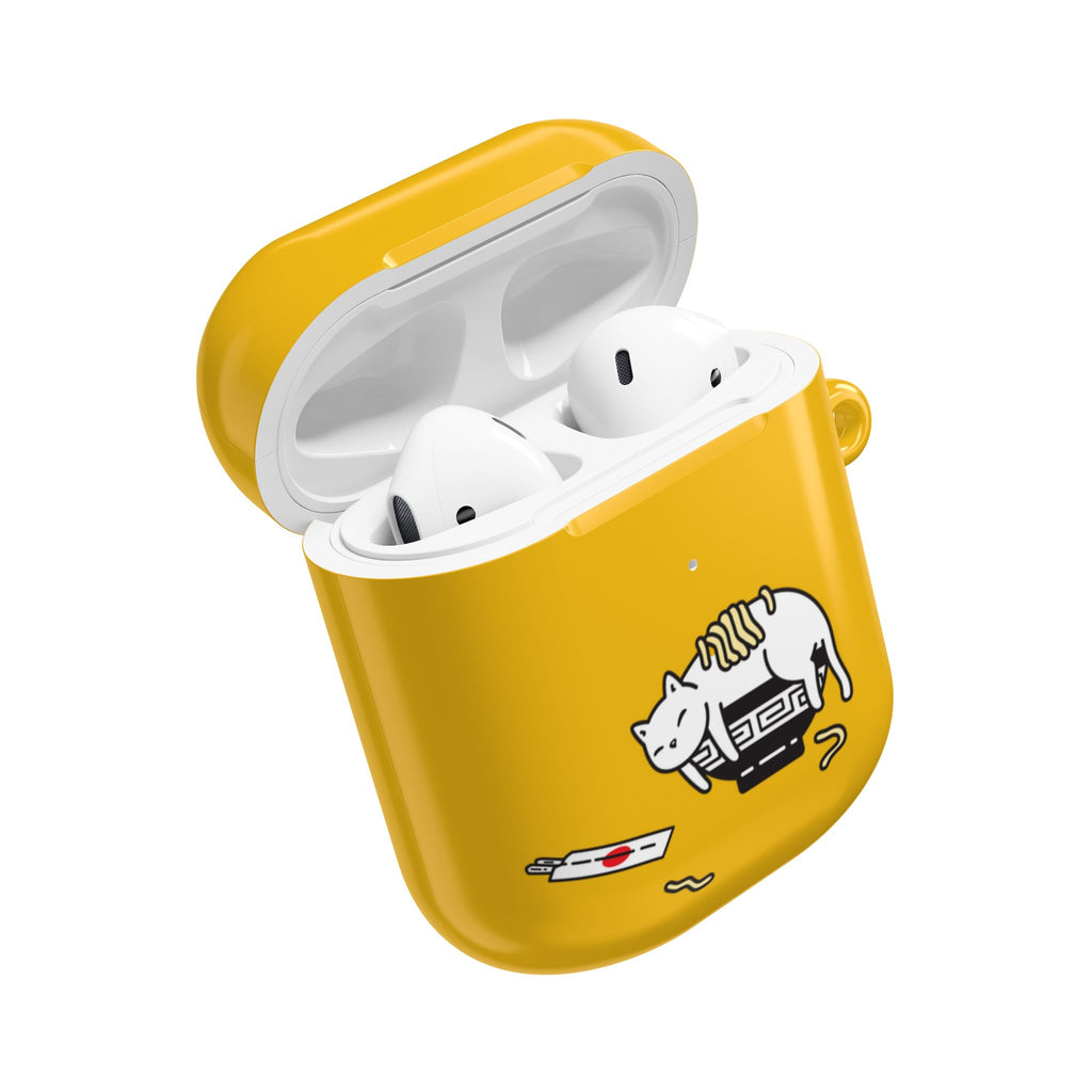 Japanese Cat & Chopsticks Yellow AirPods Case