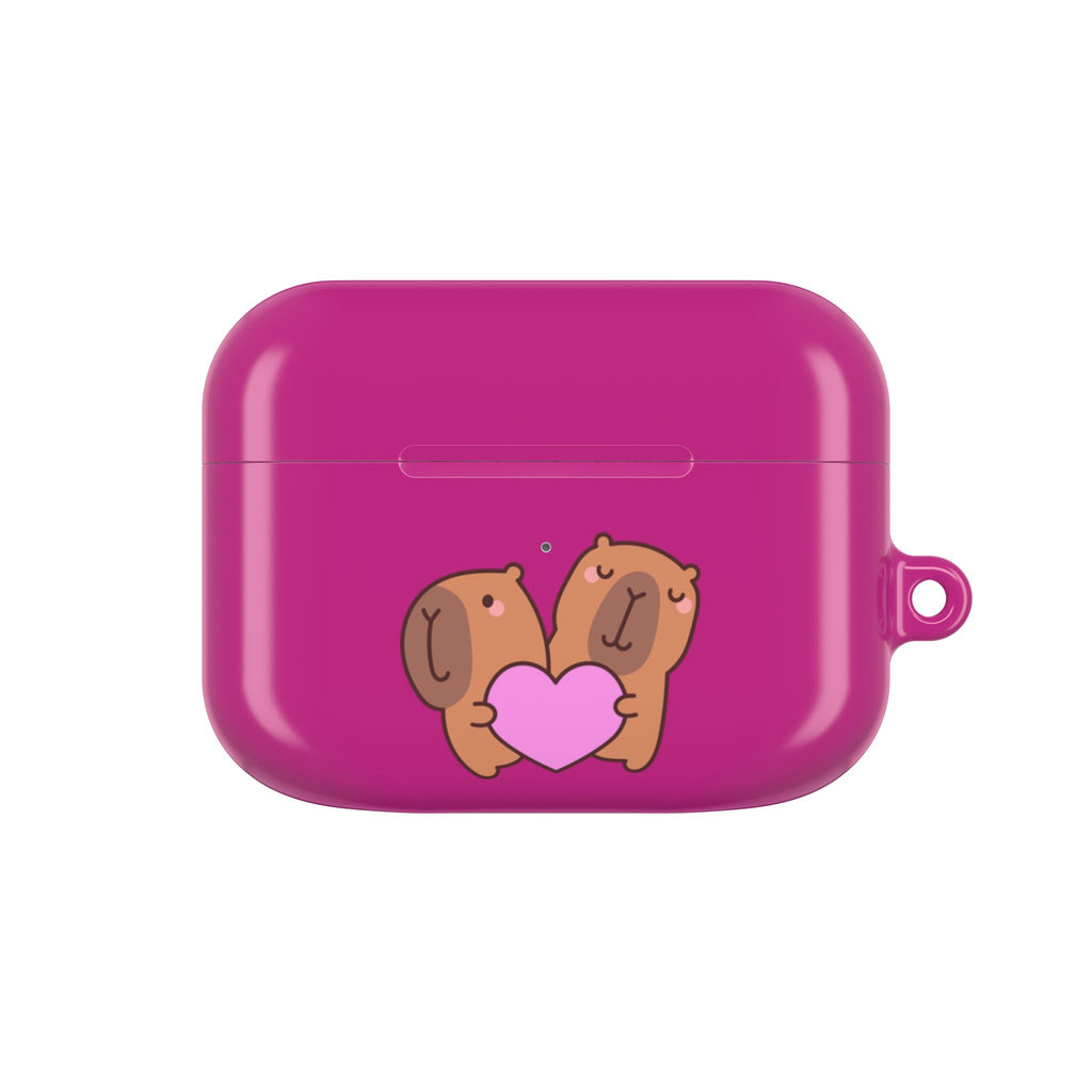 Cute Valentines Love Capybaras & Heart Envelope Protective AirPods Case