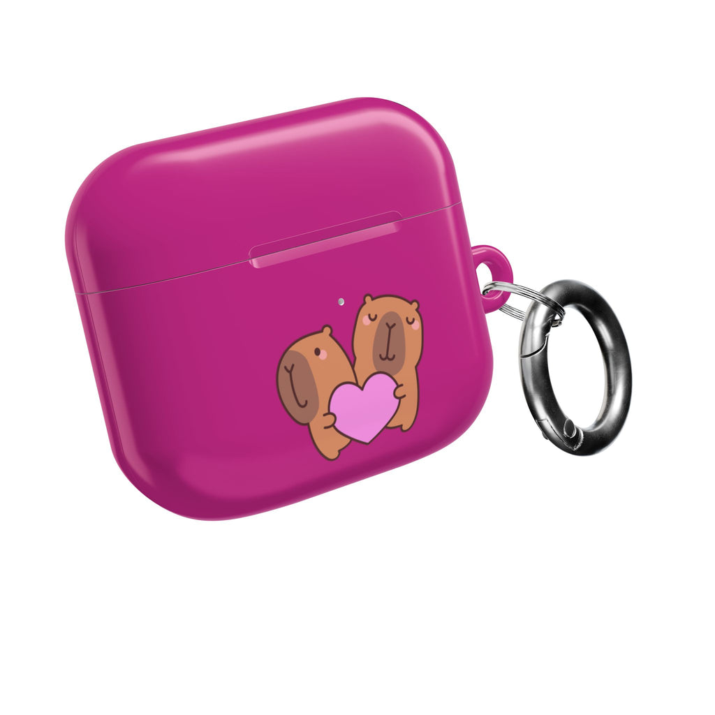 Cute Valentines Love Capybaras & Heart Envelope Protective AirPods Case