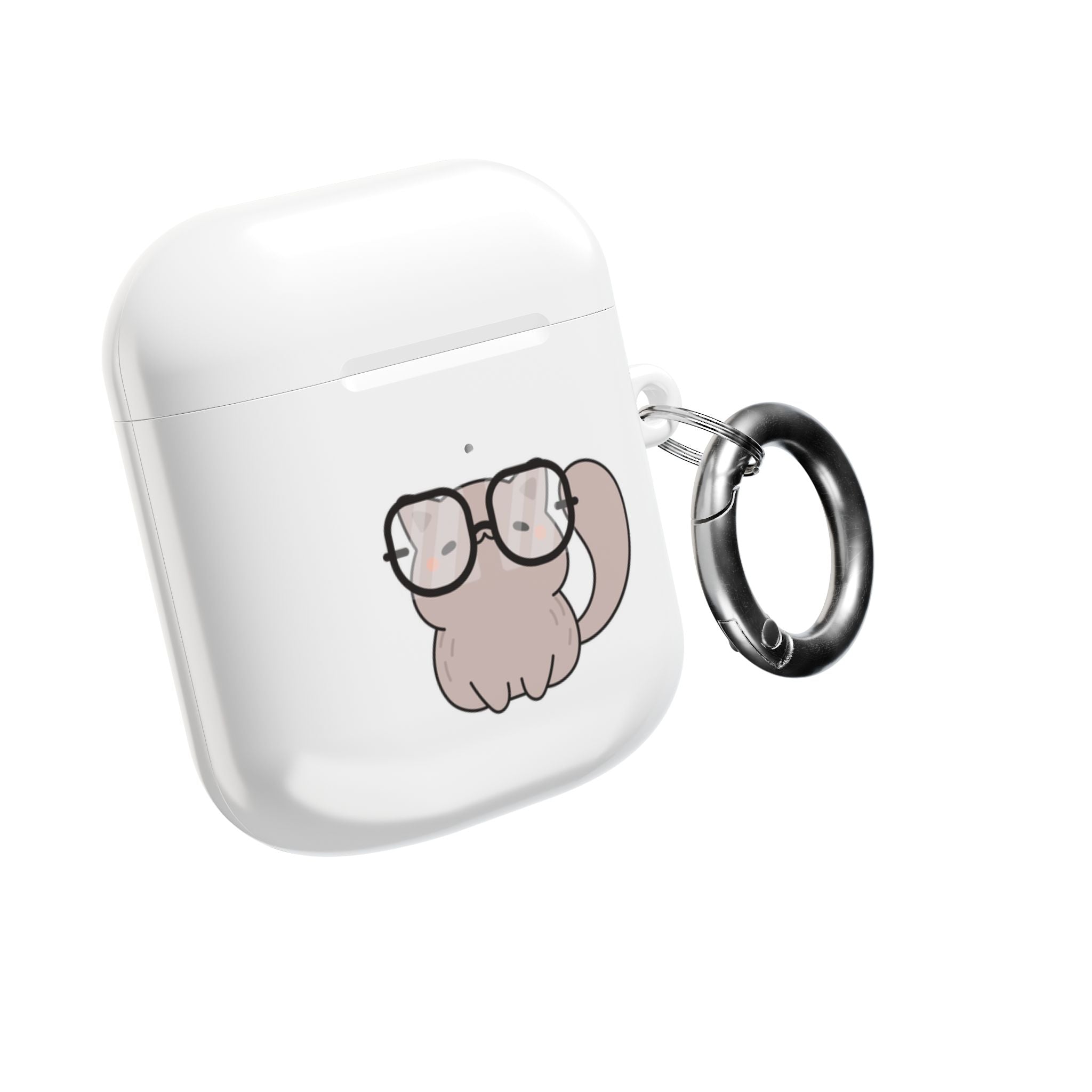 Cute Cat & Fish AirPod Case - Protective Cover with Nerdy Glasses Cat Design