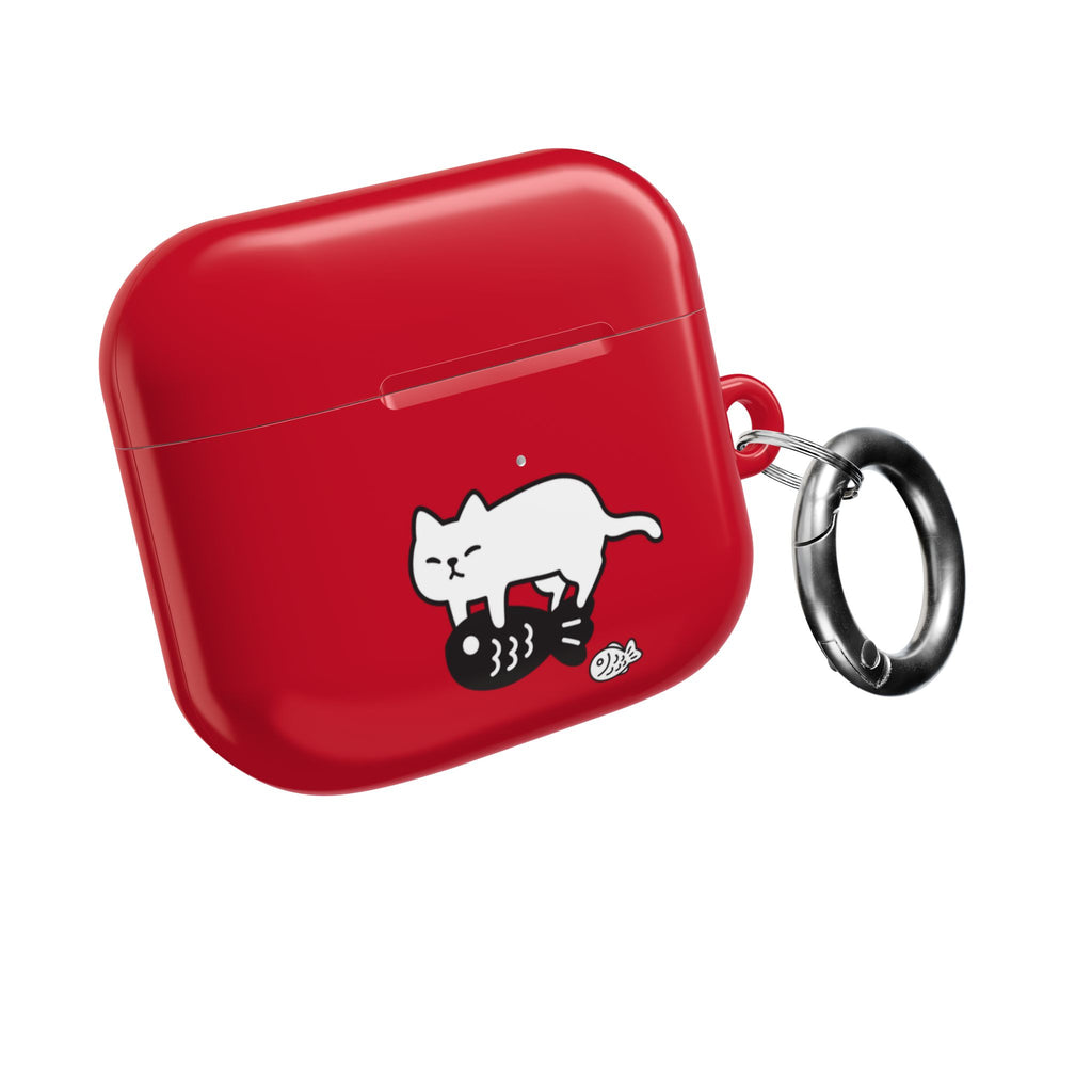 Cat Fighting Fish Red AirPod or AirPod Pro Case