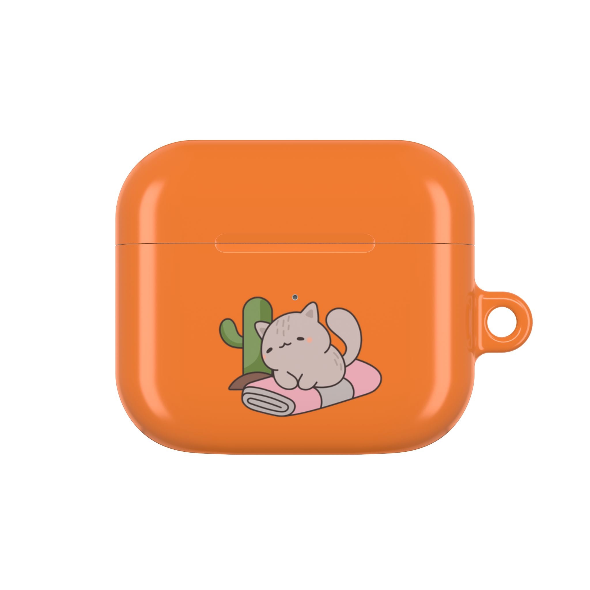 Cute Cat & Fish AirPod Case - Orange Protective Earbud Cover