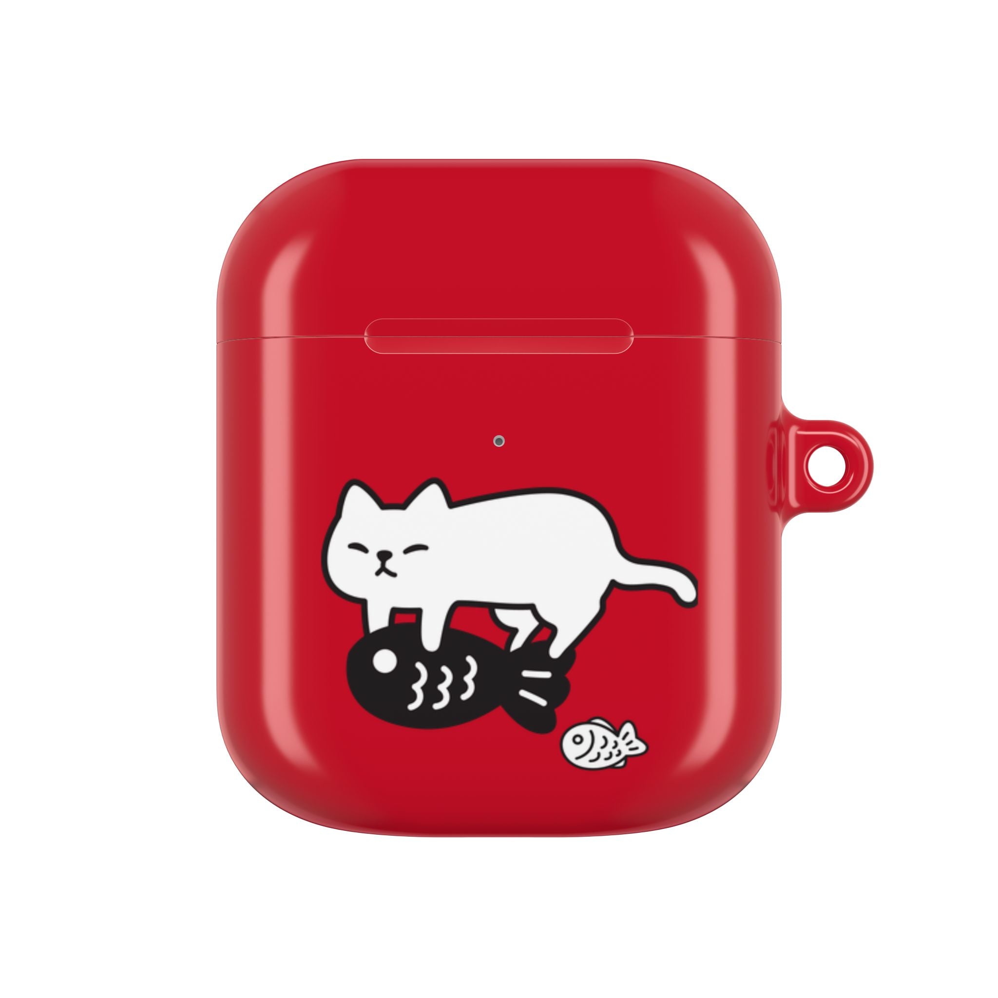 Cat Fighting Fish Red AirPod or AirPod Pro Case